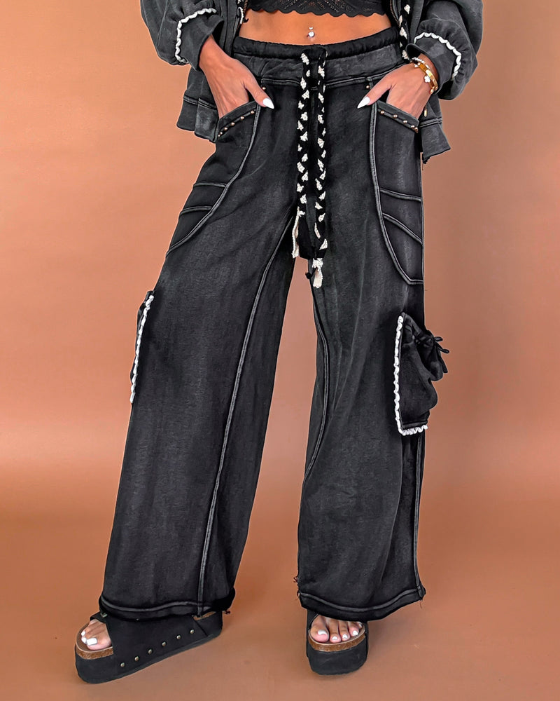 Times Like This Studded Cargo Pants - Black