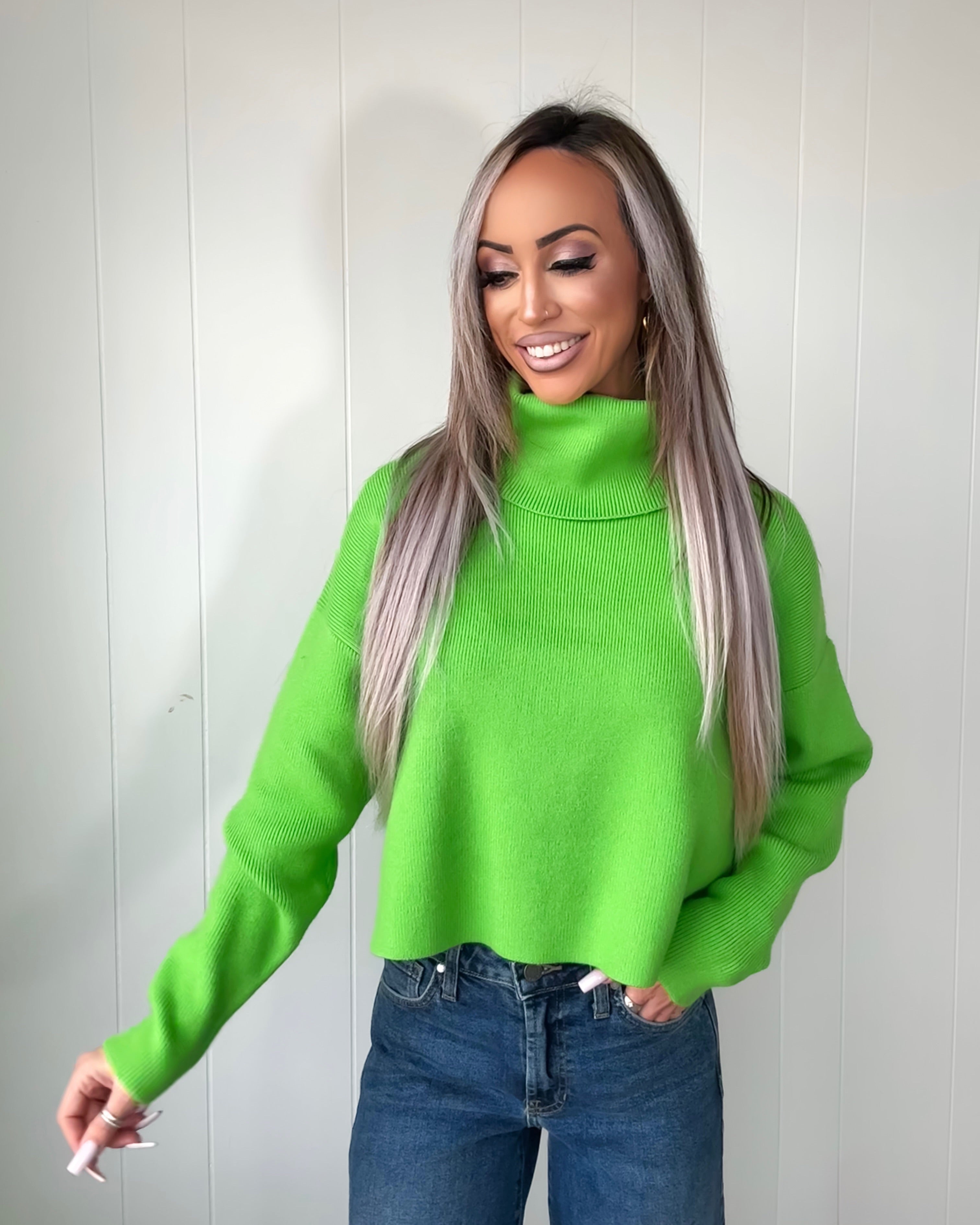 Everyday Essential Turtleneck Sweater - Lime