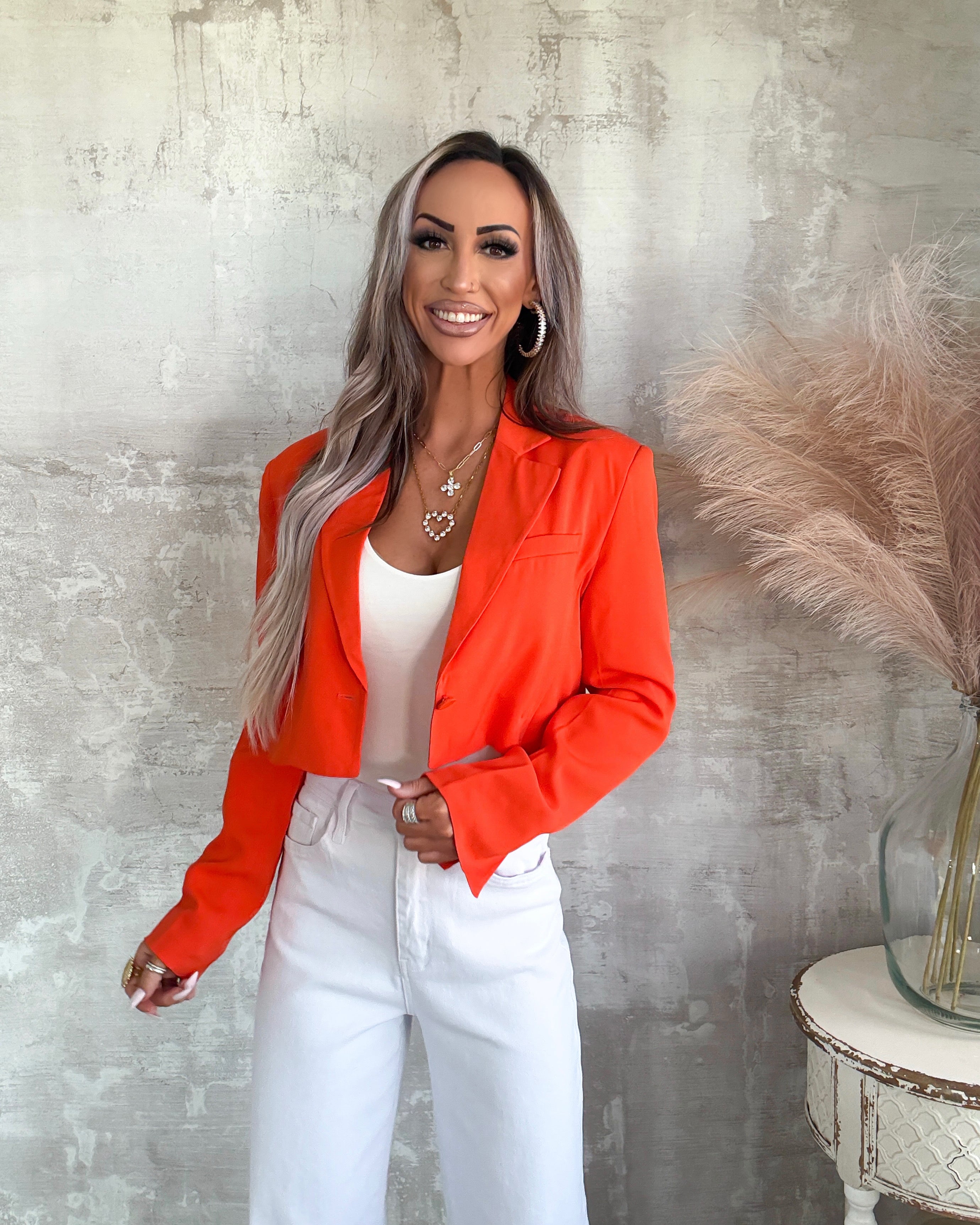 Executive Energy Cropped Blazer - Orange