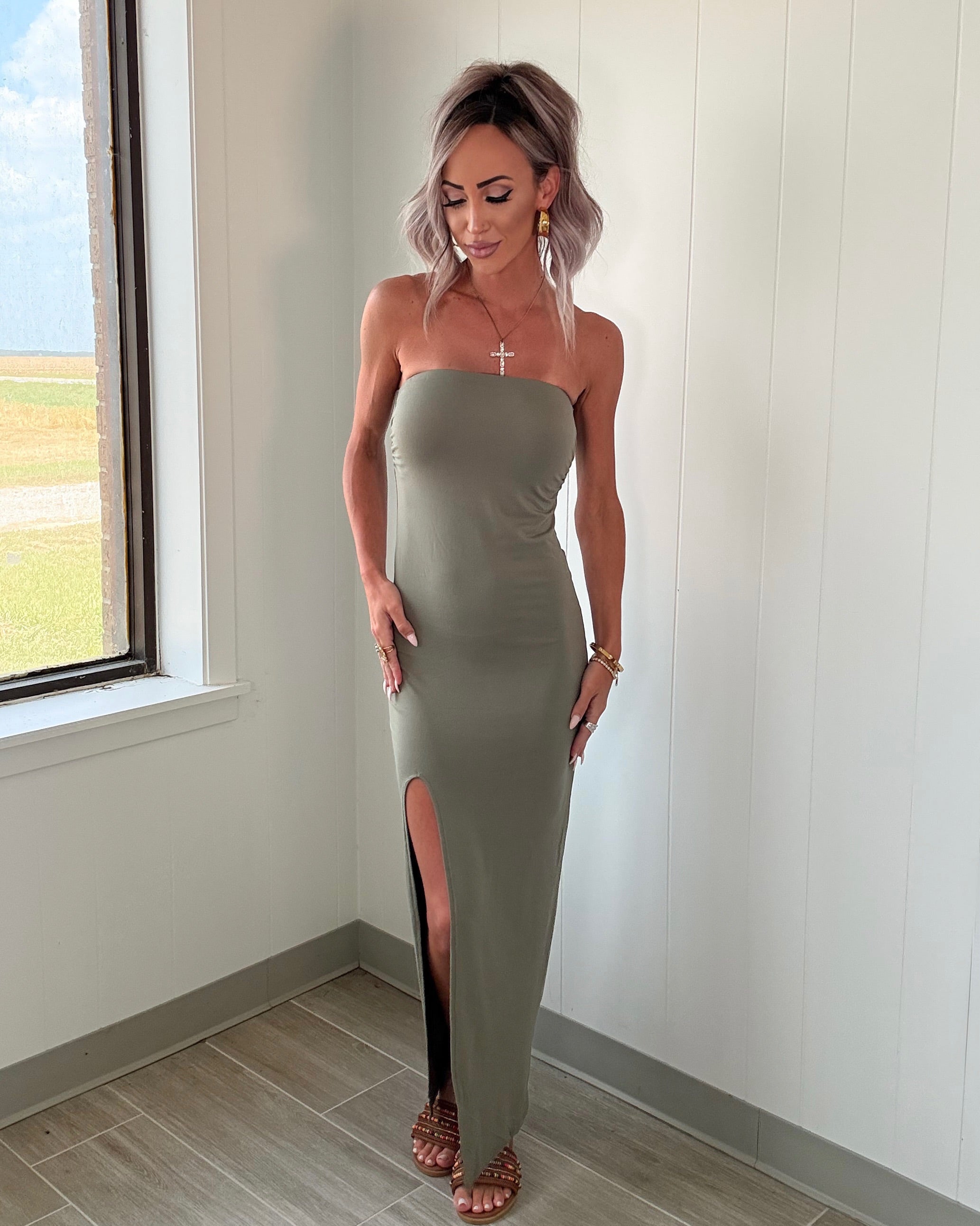 Olive Tube Maxi Dress