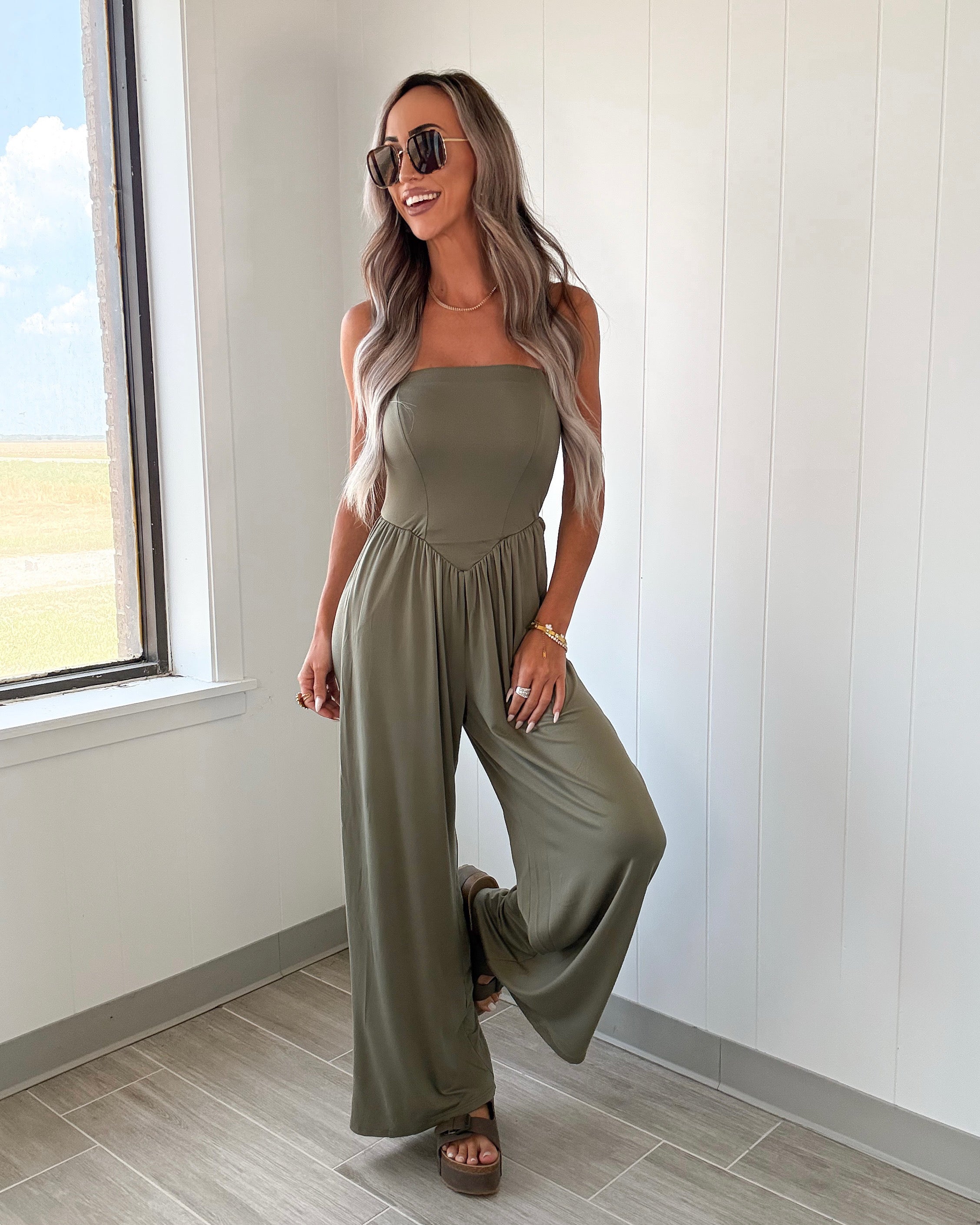 Fade Into You Jumpsuit - Olive