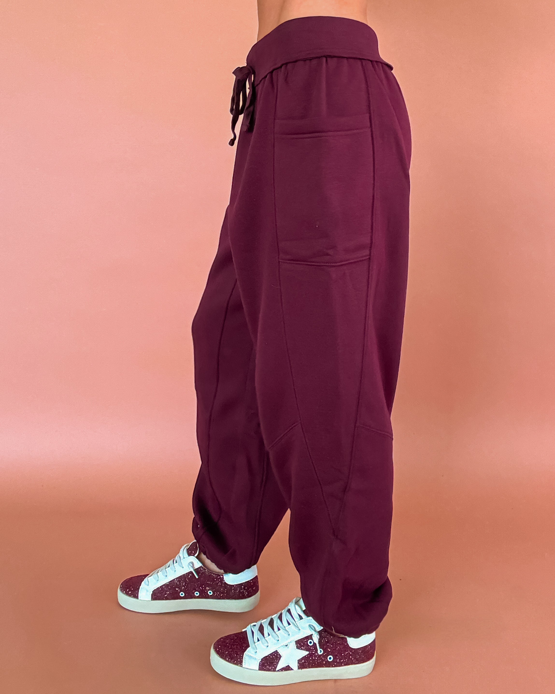 Weekend Crush Fleece Joggers - Dark Cherry