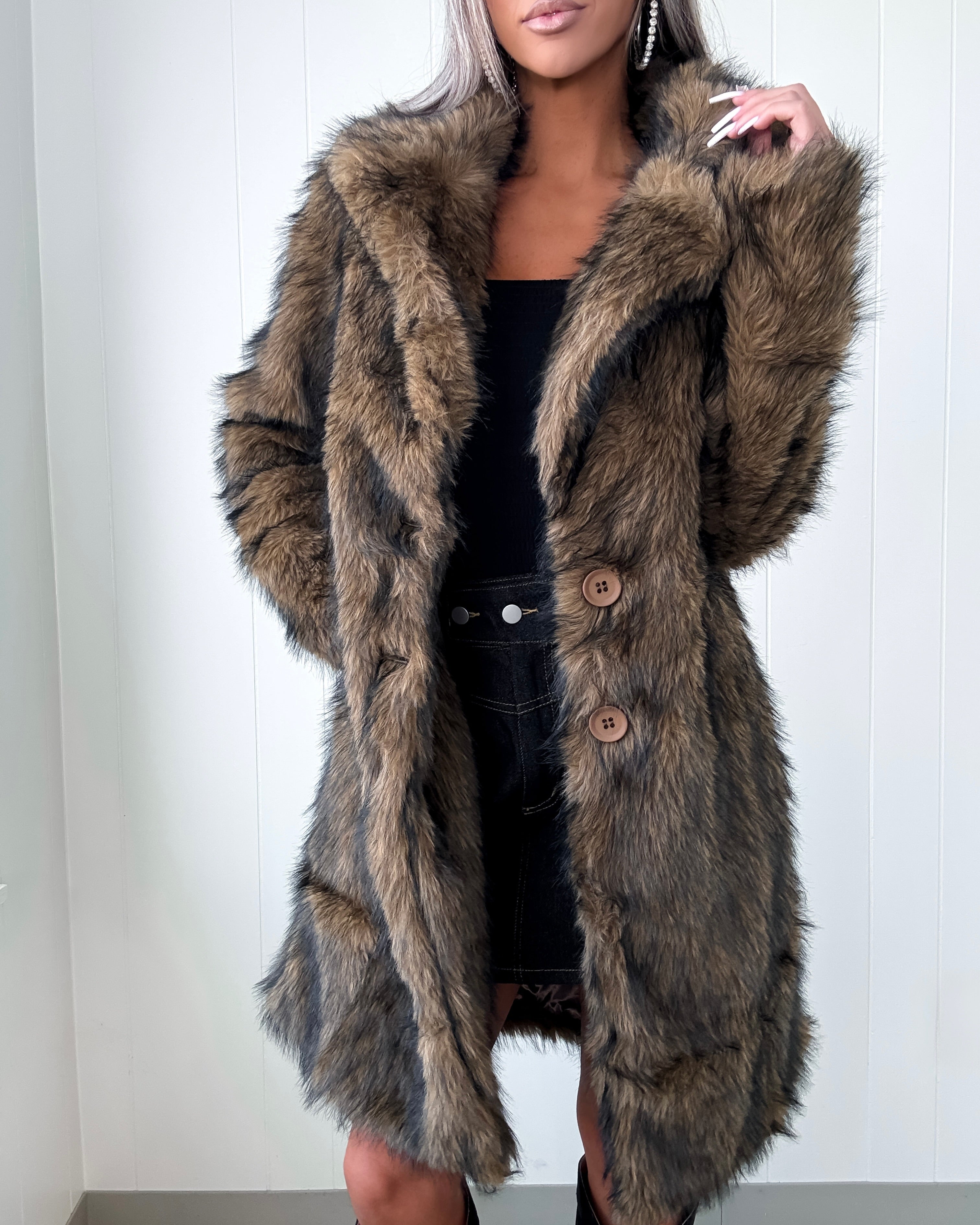 Western Heiress Faux Fur Jacket - Taupe