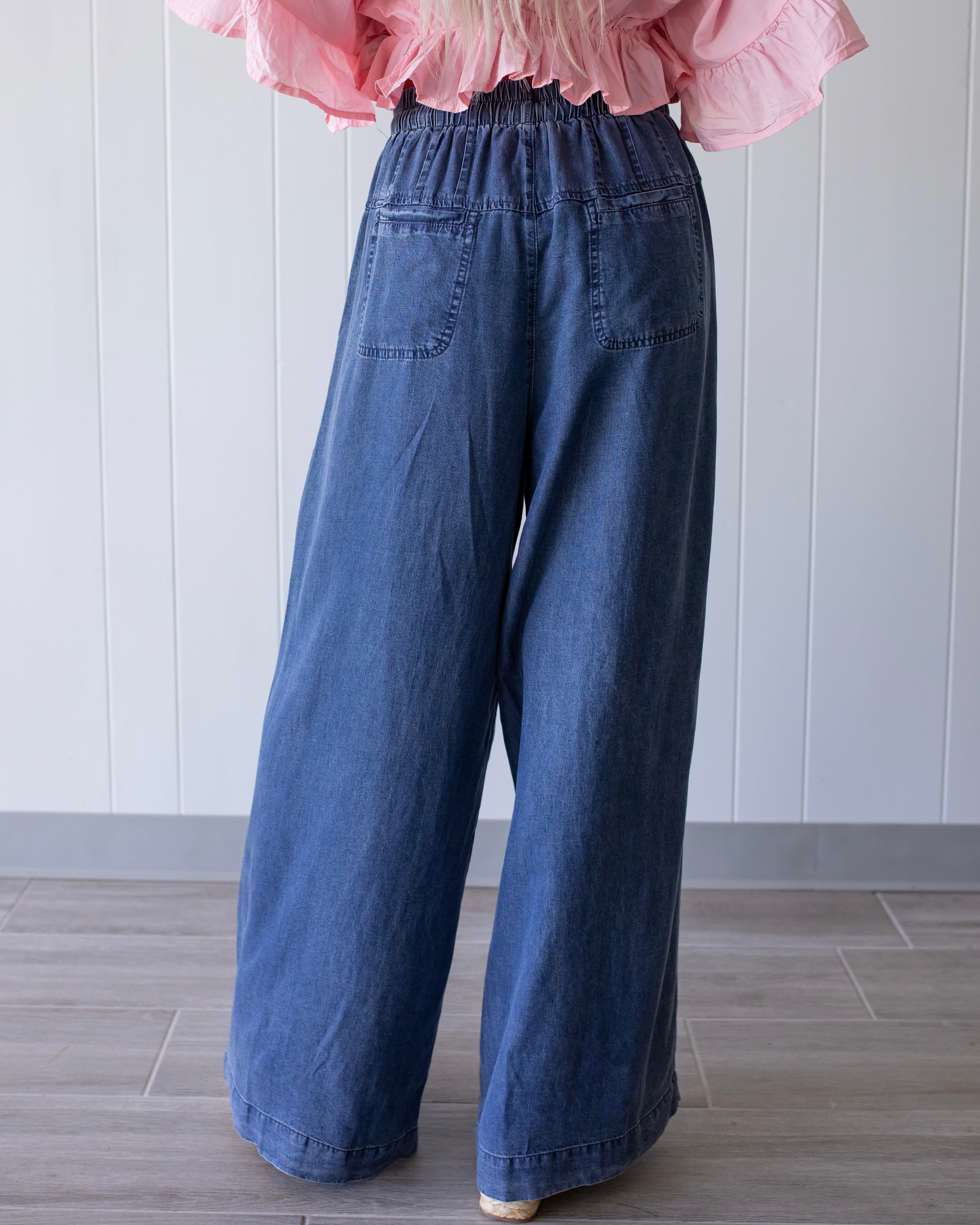 Breezy Blues Wide Leg Pants - Dark Wash