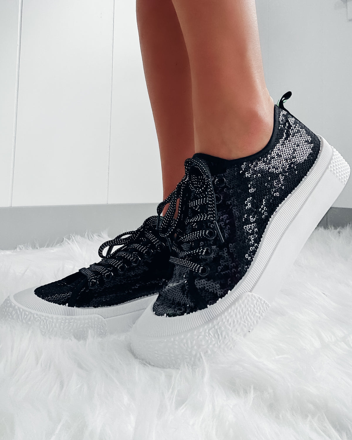Posh Sequin Sneakers Black Bar T Boutique LLC