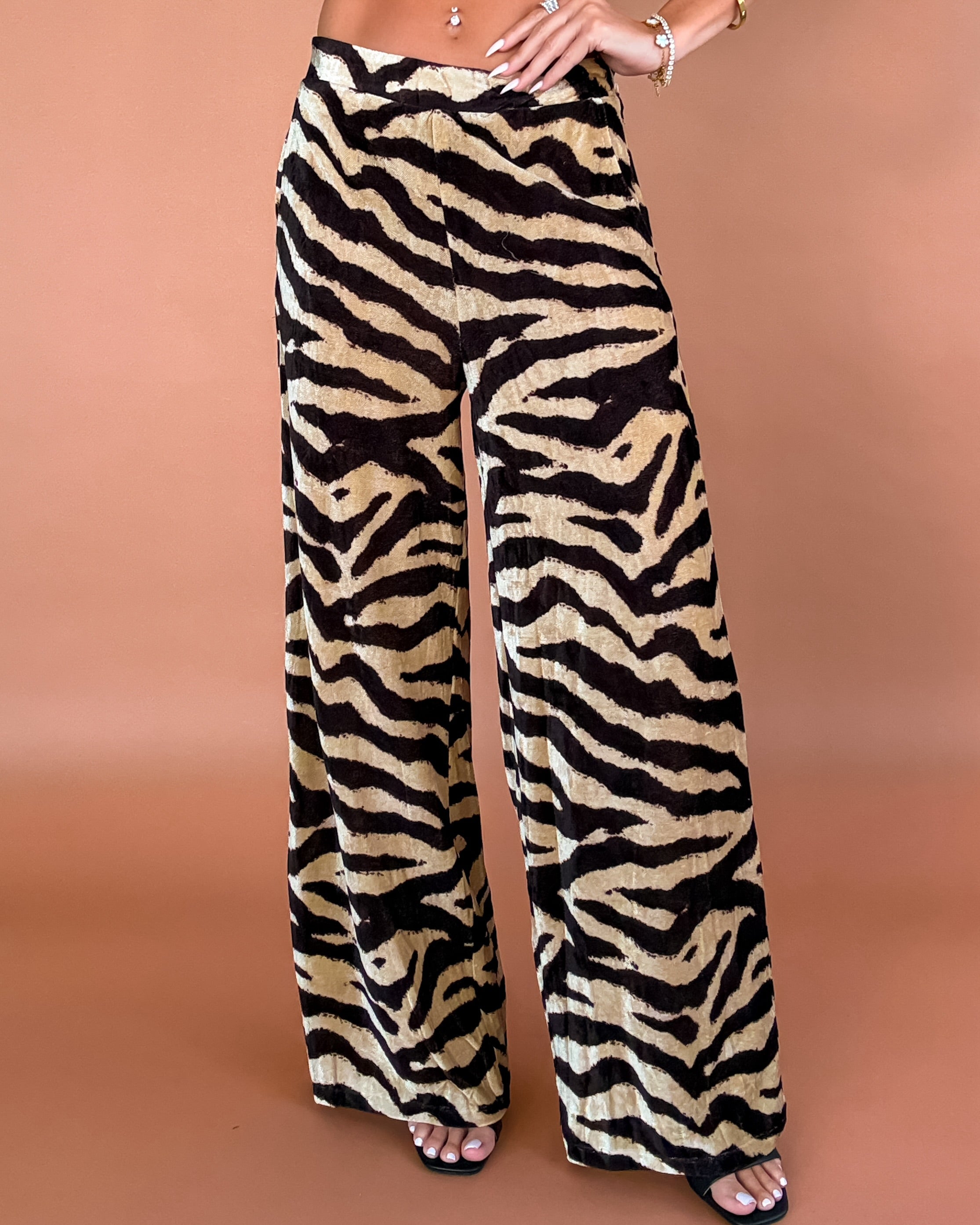 Zebra Kiss Brushed Pants - Taupe/Black