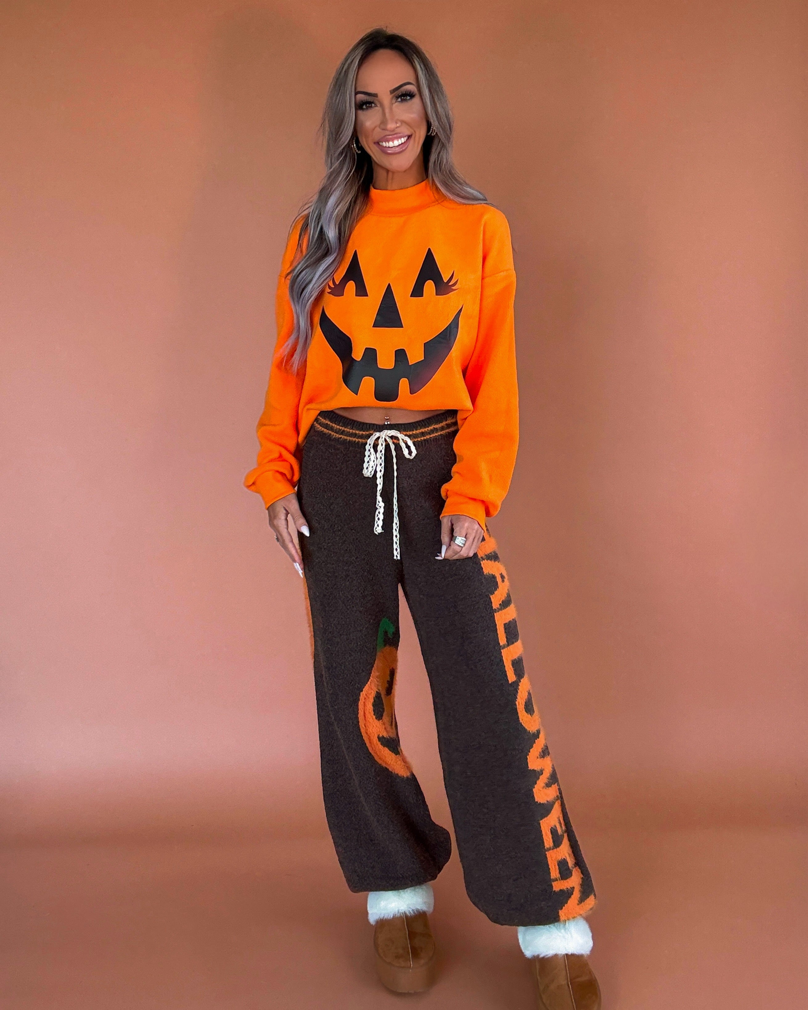 Halloween Jogger Sweatpants - Brown