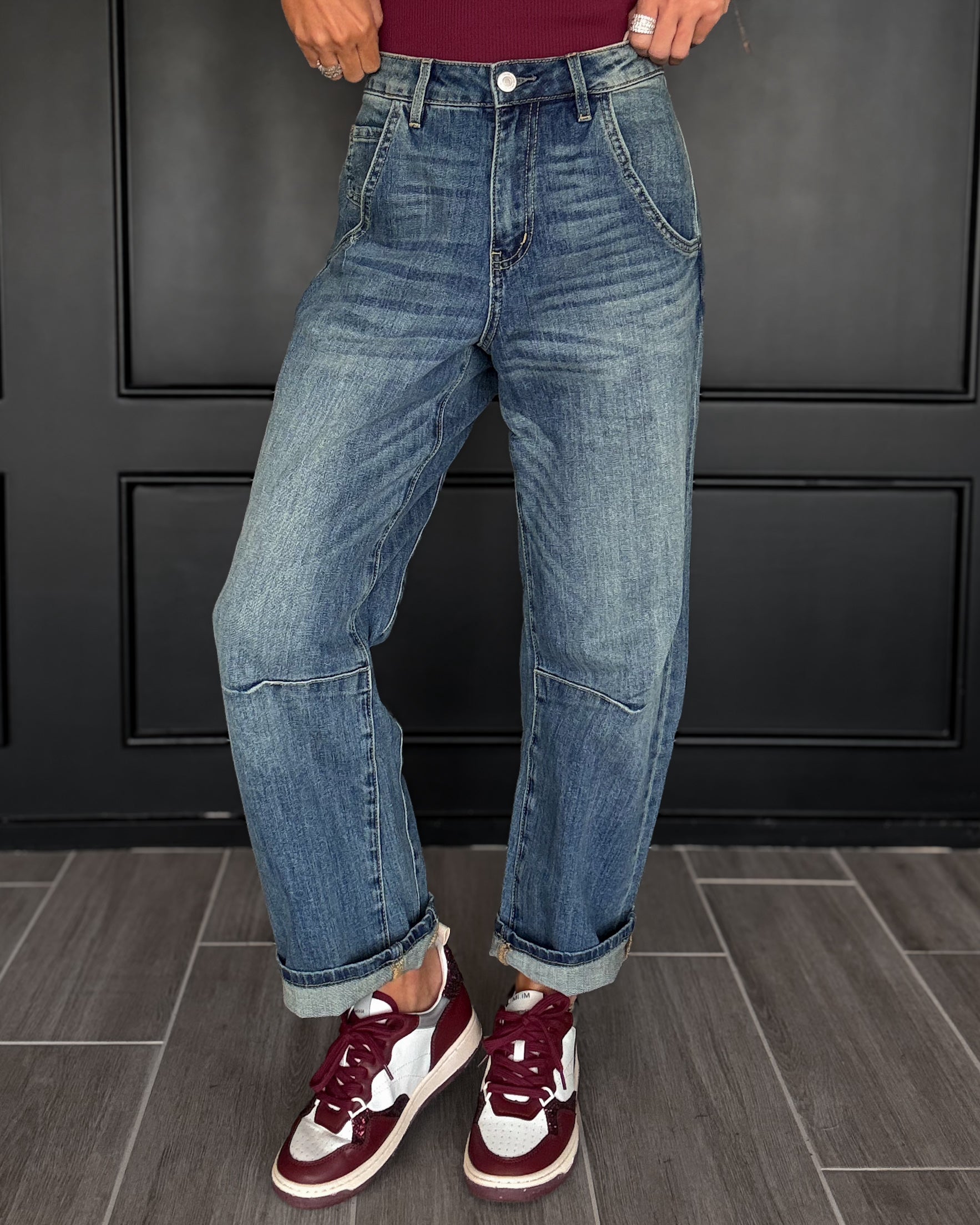 Harlow Barrel Leg Jeans - Medium Wash