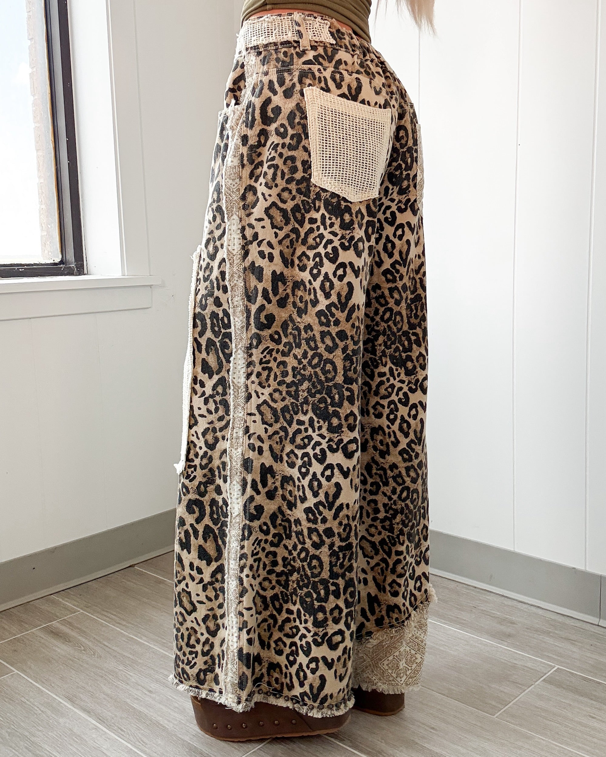 Wild & Woven Leopard Crochet Pants