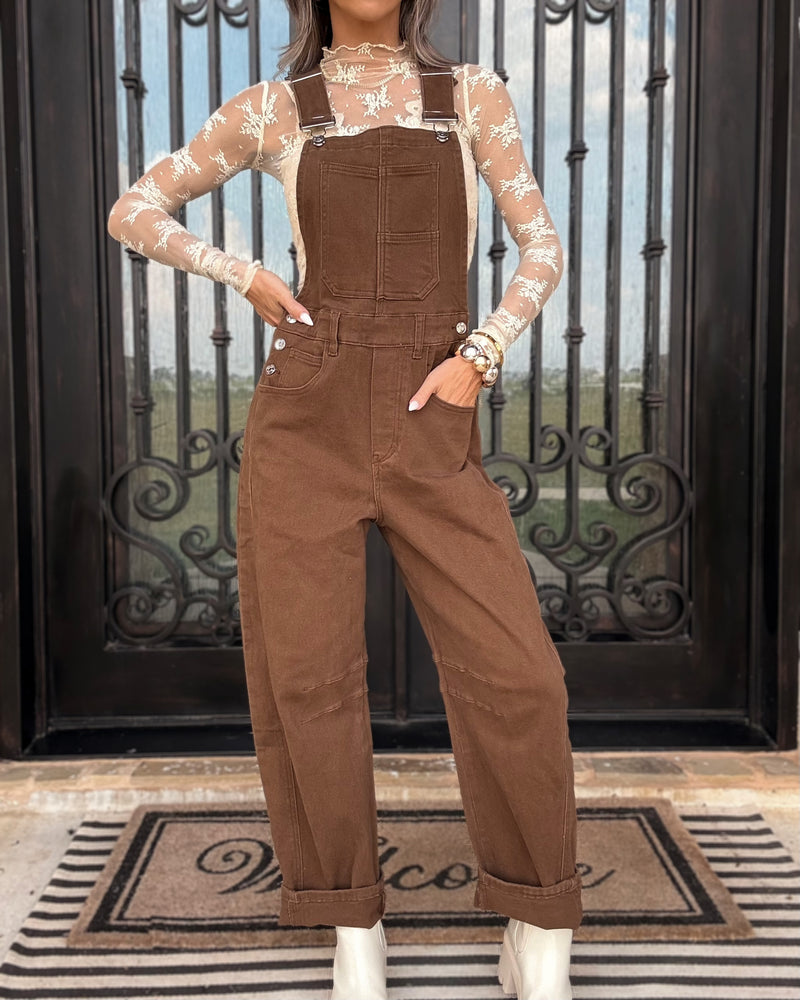 Sutton Barrel Leg Overalls - Mocha
