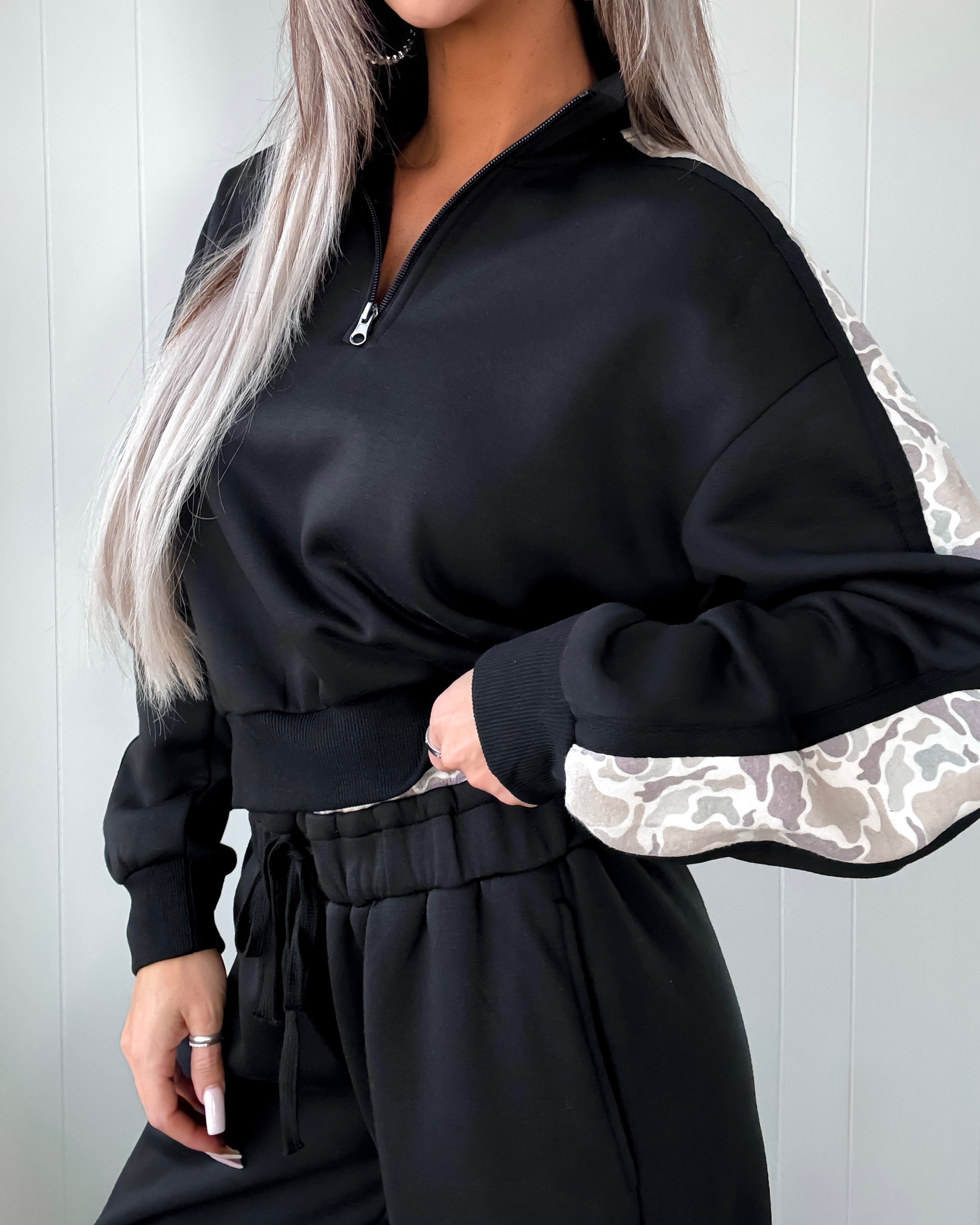 Duck Camo Stripe Pants Set - Black