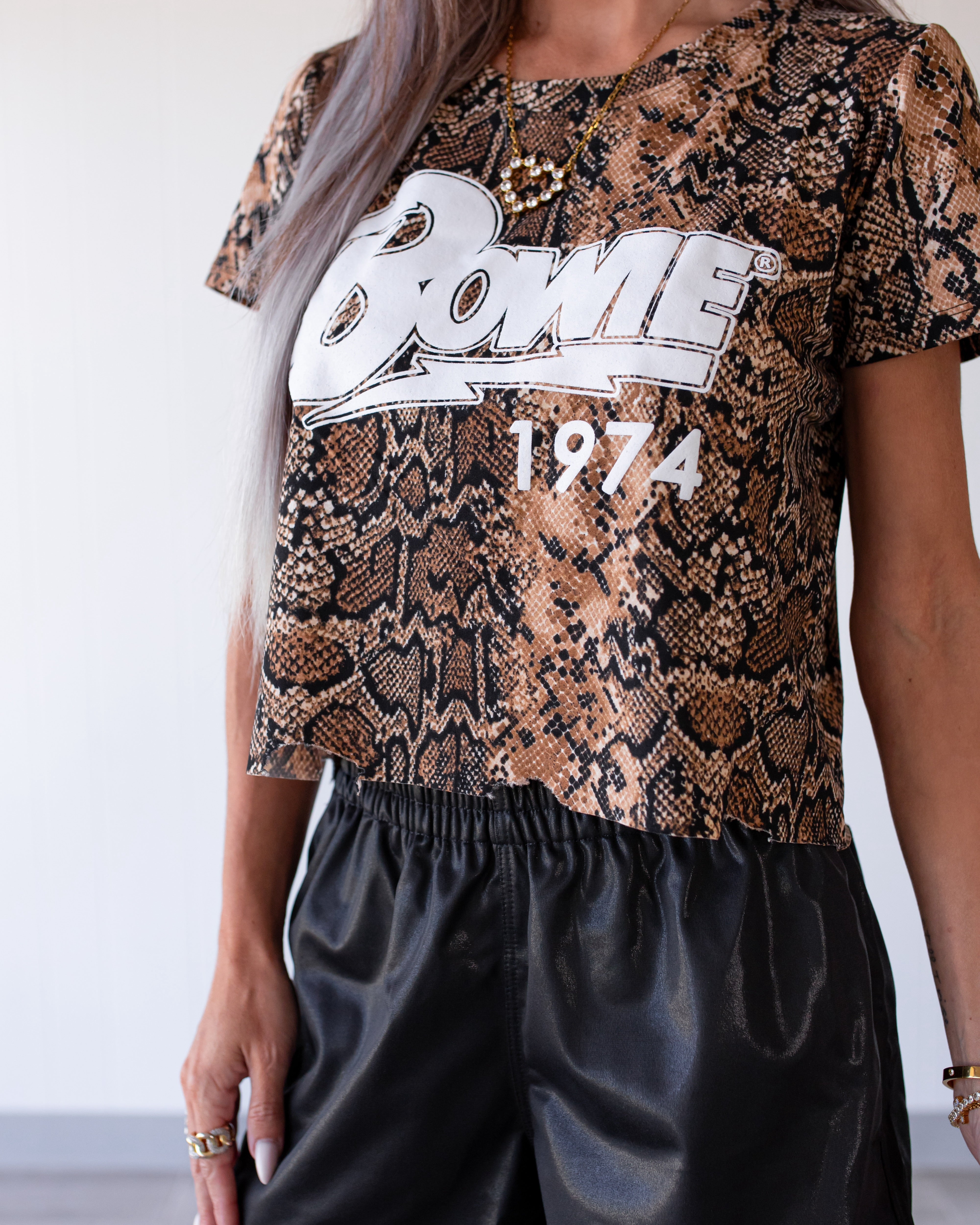 Bowie '74 Graphic Crop Tee - Snake