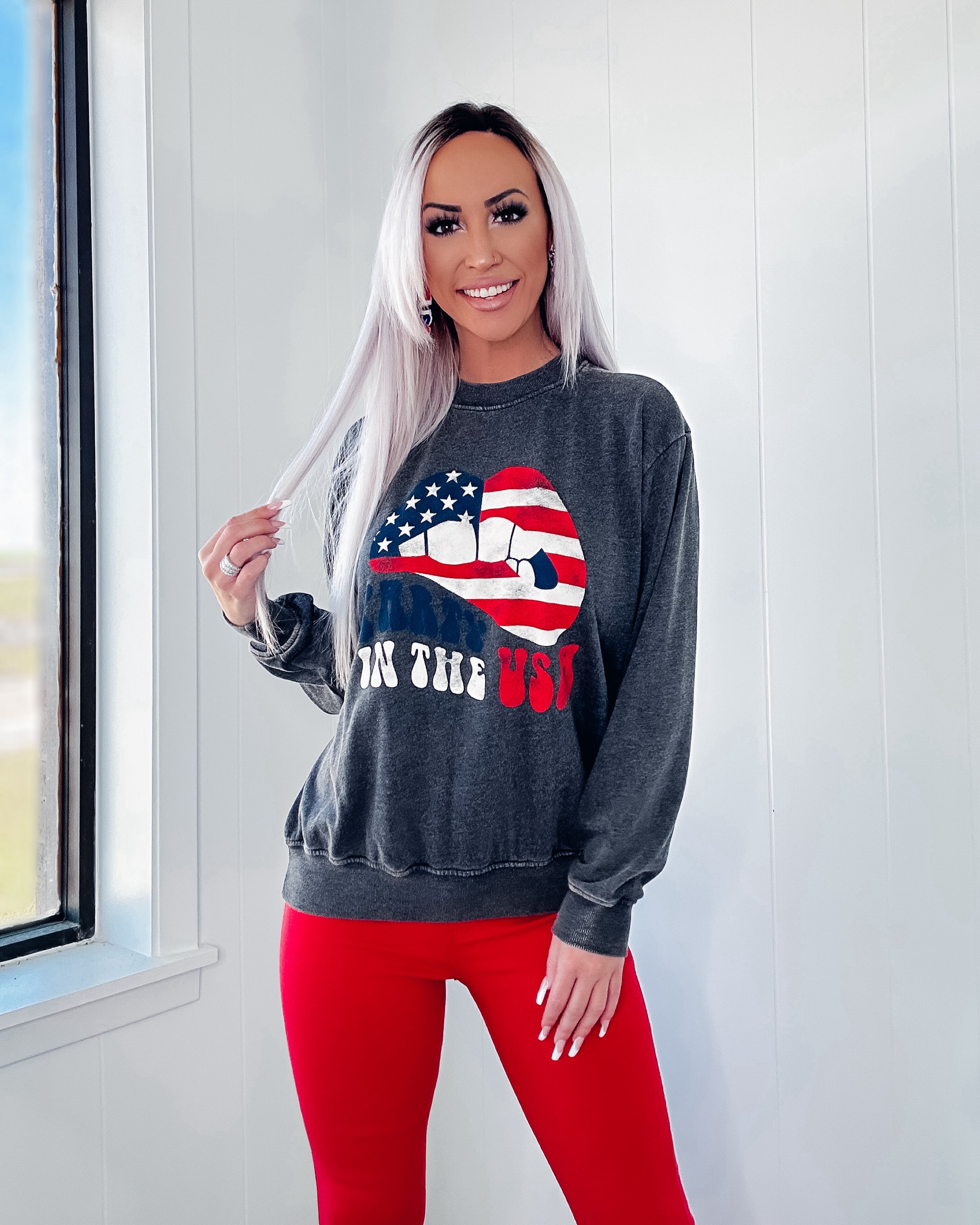 Party In The USA Graphic Sweatshirt - Mineral Black