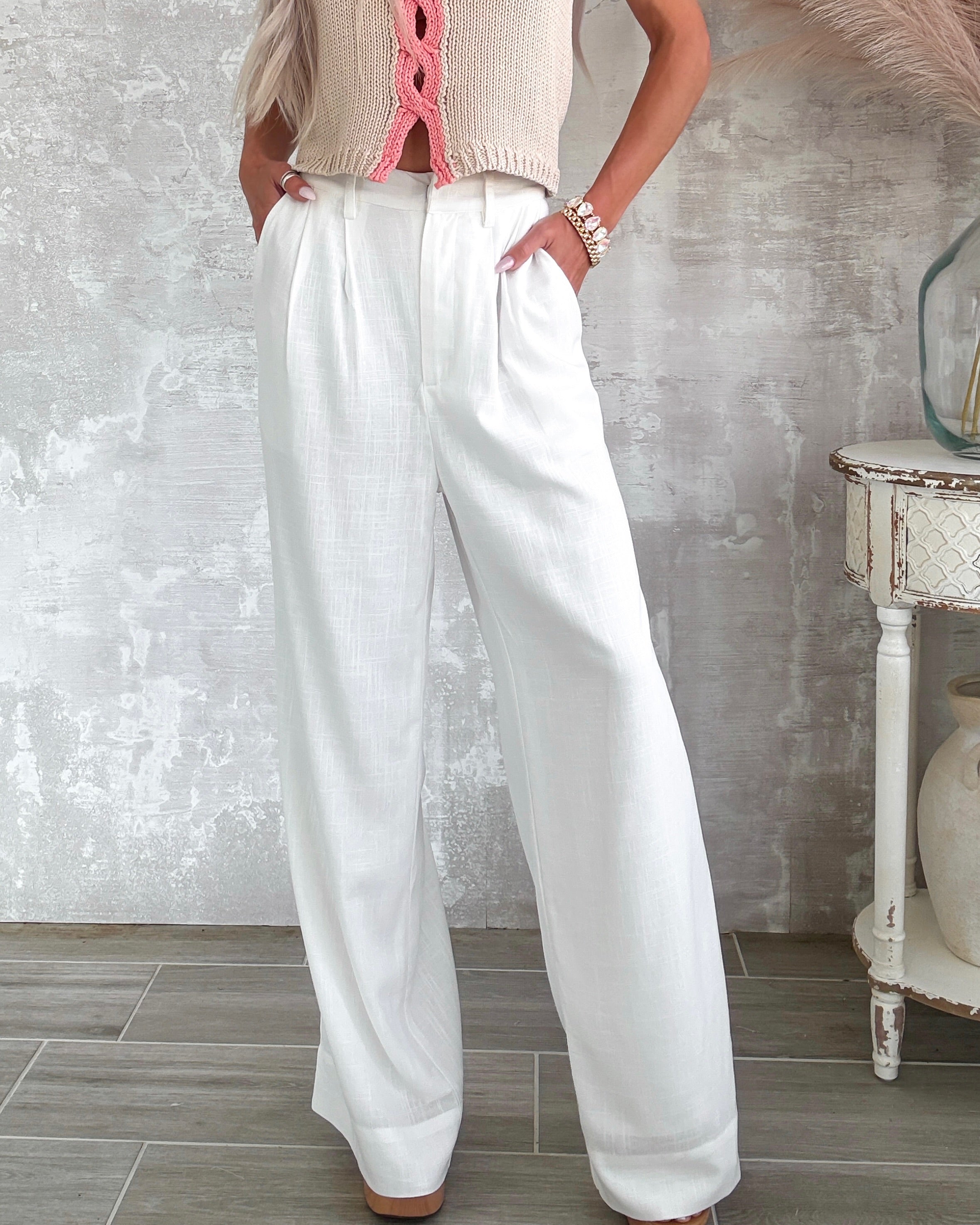 Pretty Ease Linen Pants - Off White