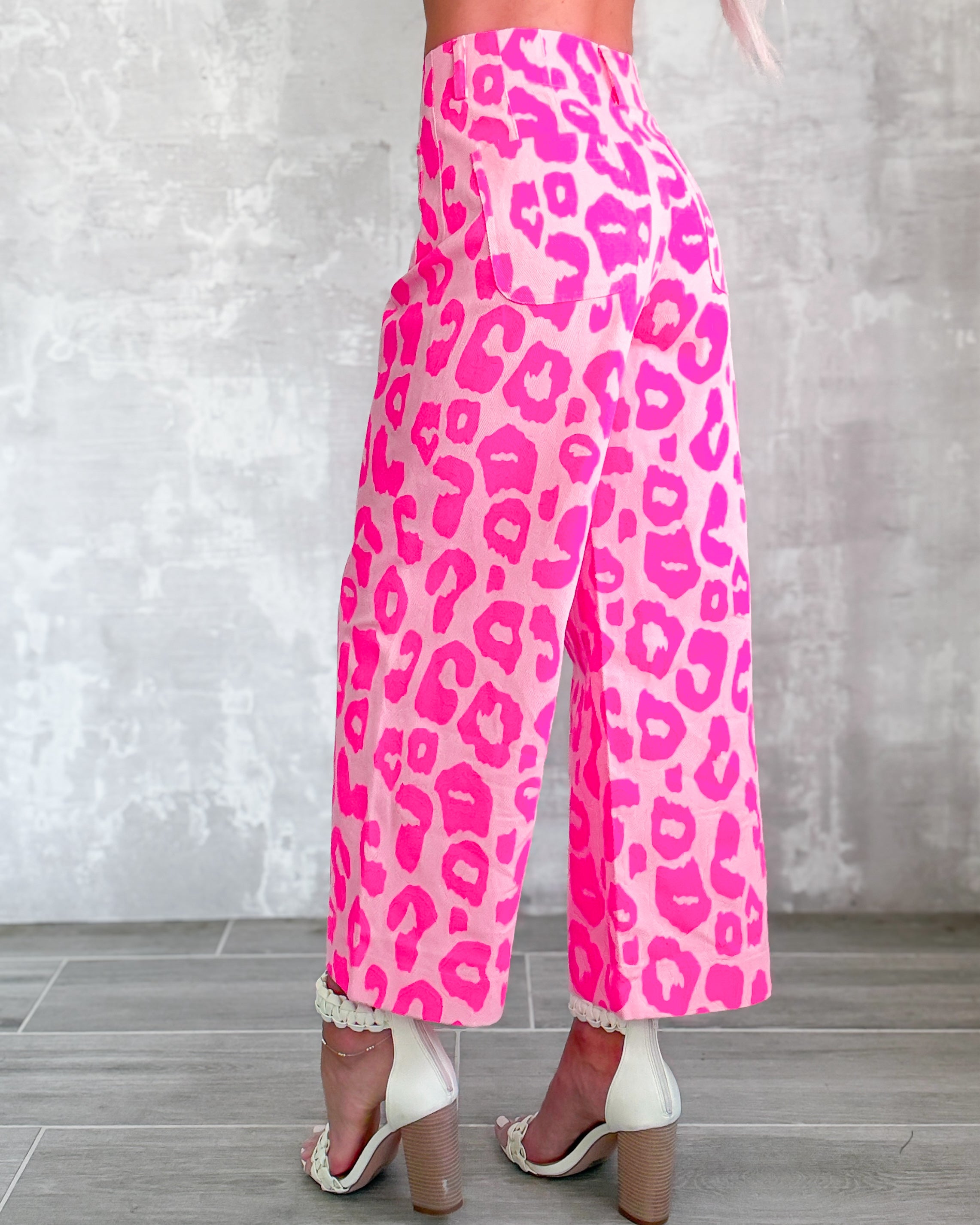 Monroe Cropped Leopard Jeans - Pink