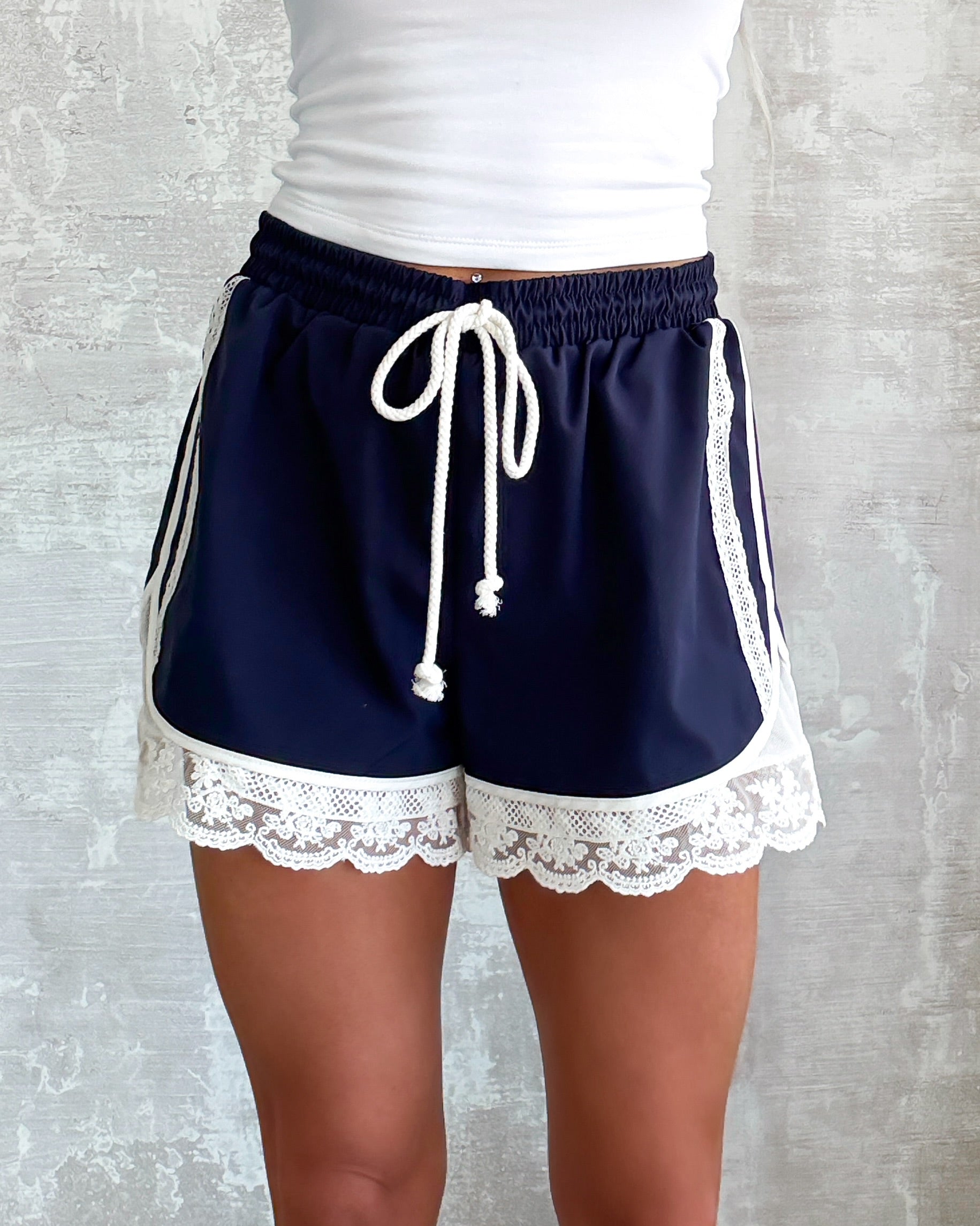 Lacey Edge Shorts - Navy