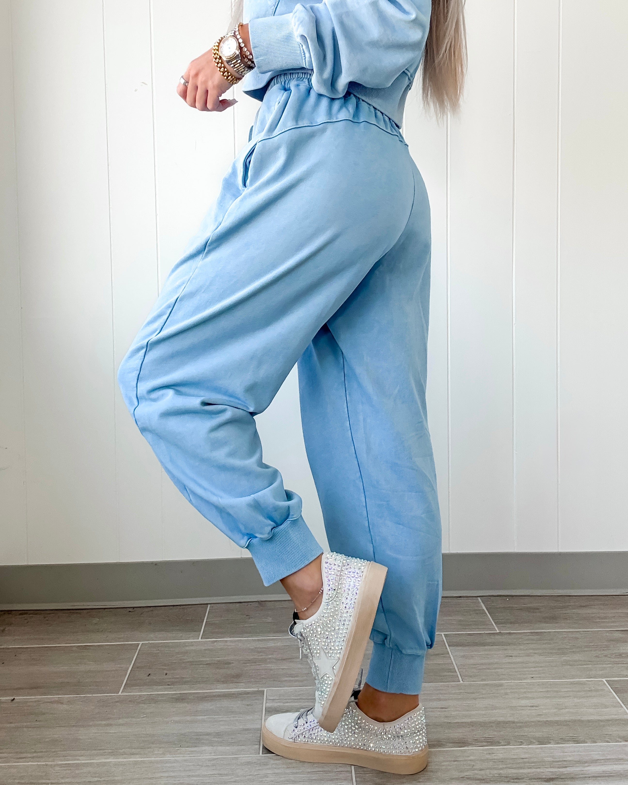 The Harper Lounge Joggers - Washed Sky Blue