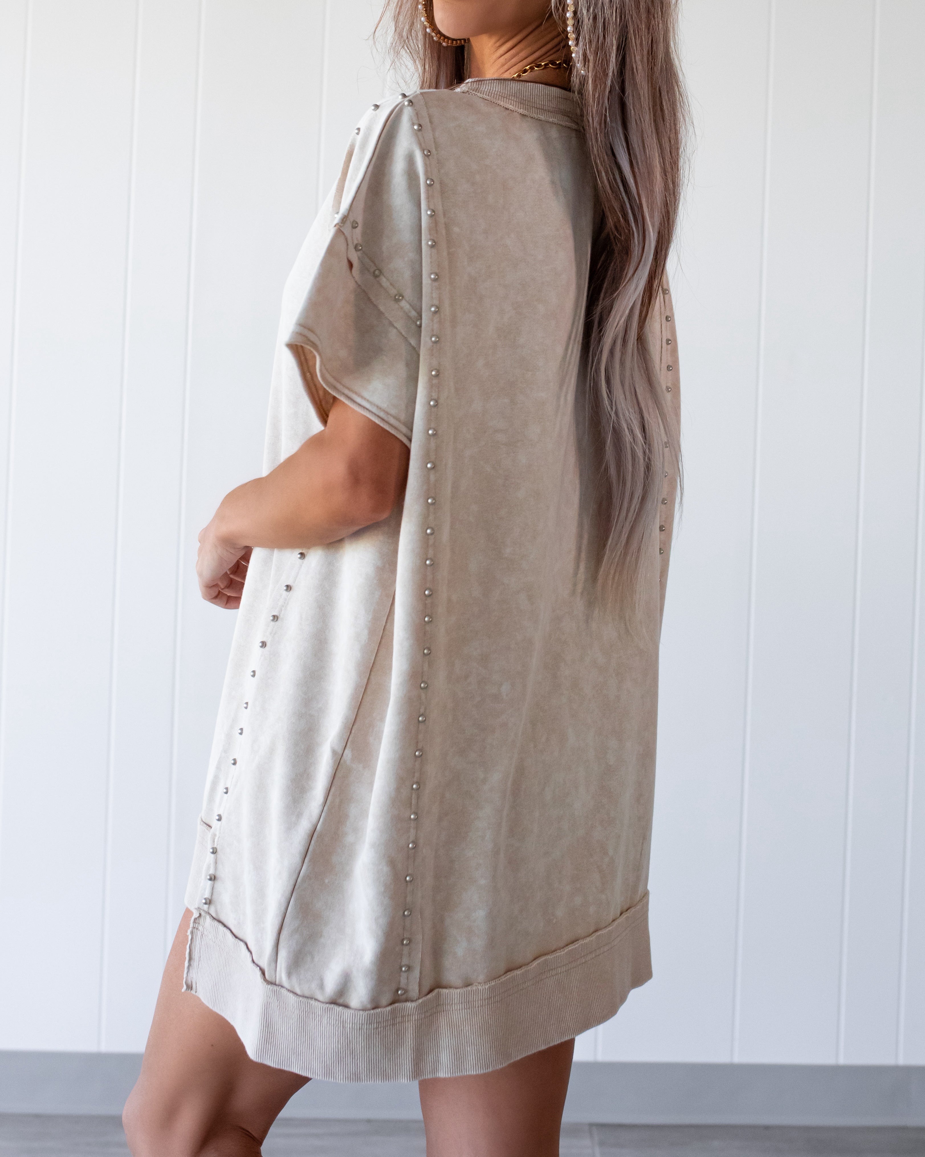 Studs & Sugar Oversized Tunic - Washed Stone
