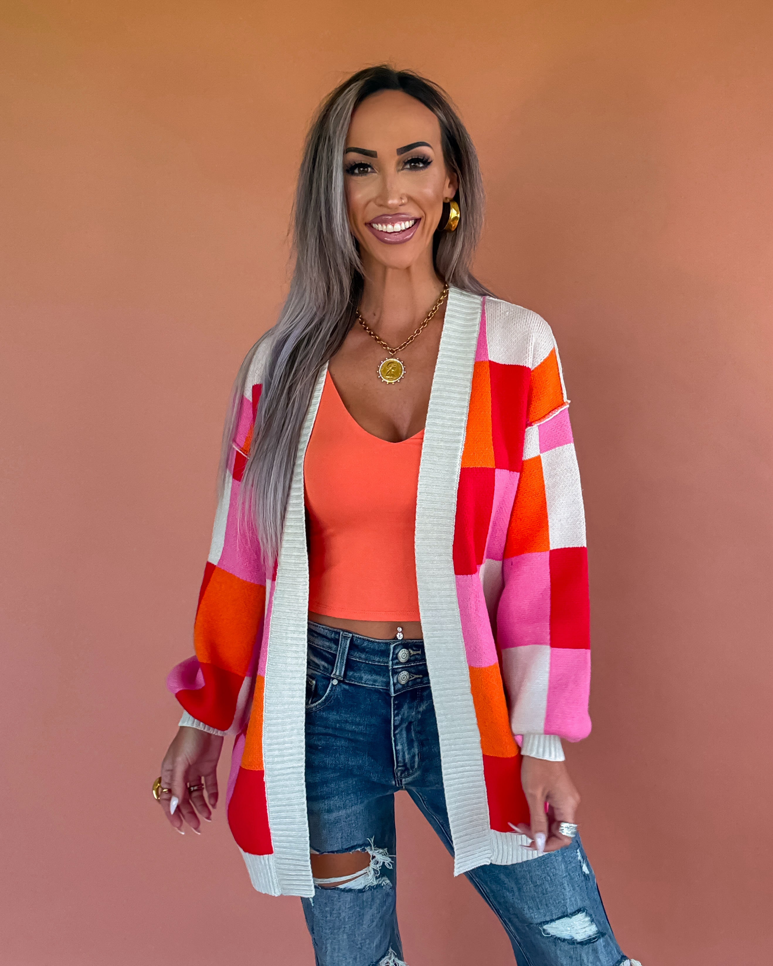Fall Crush Checkered Cardigan