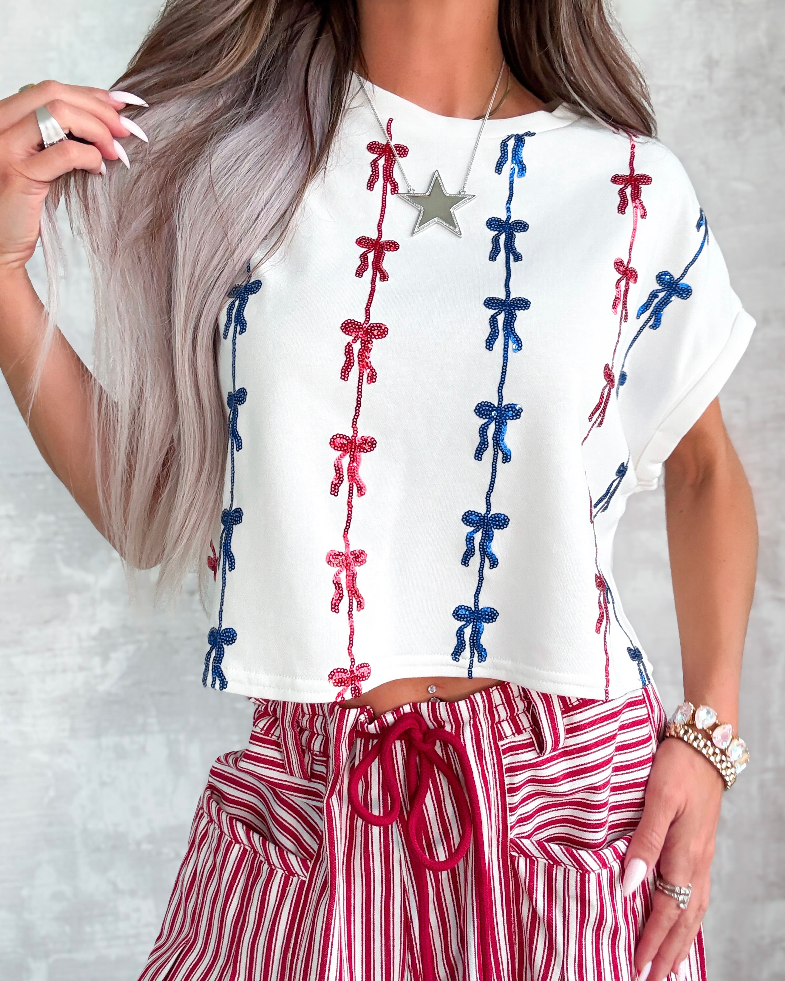 Star Bright Sequin Top - Off White
