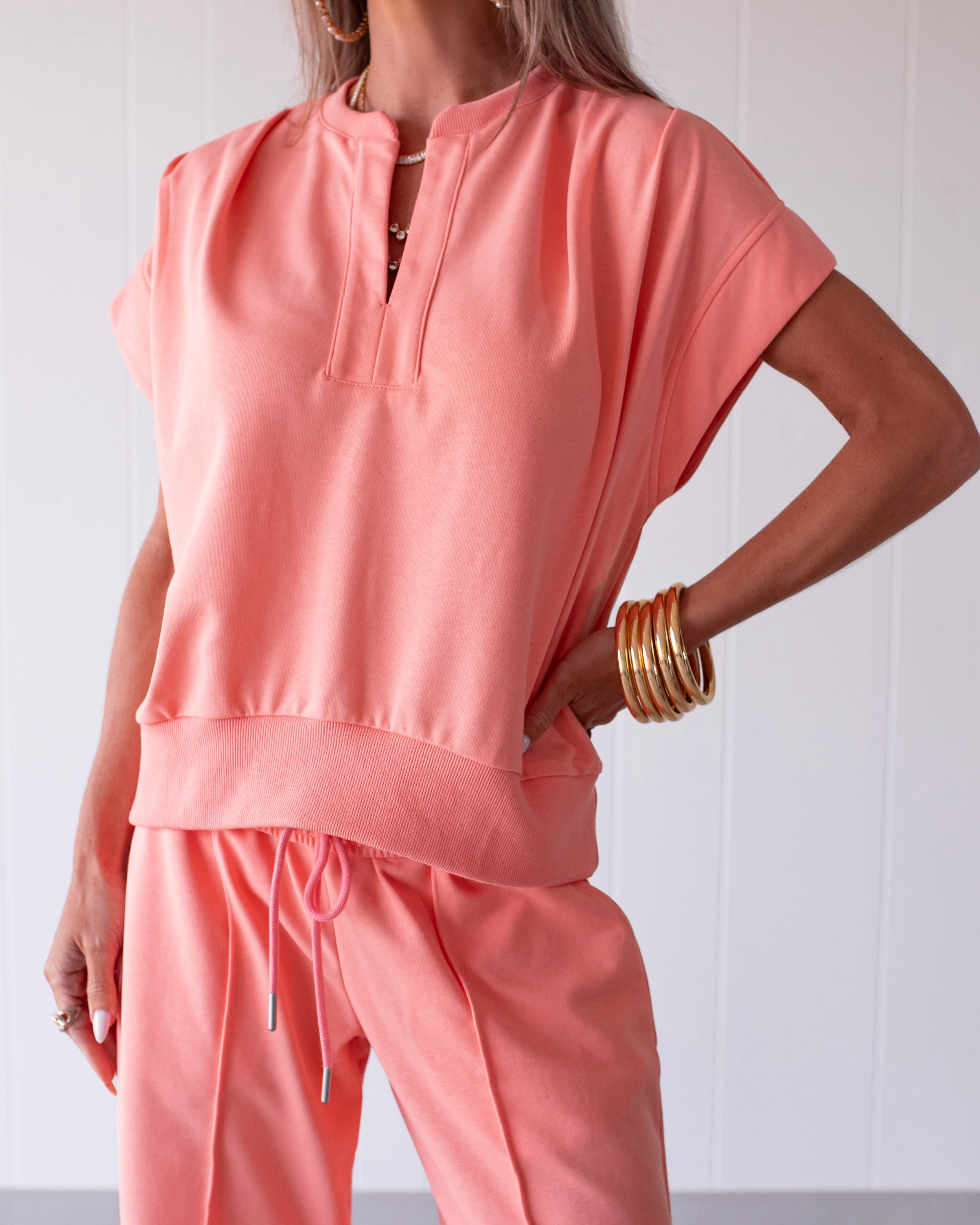 Spring Ease Lounge Top - Coral