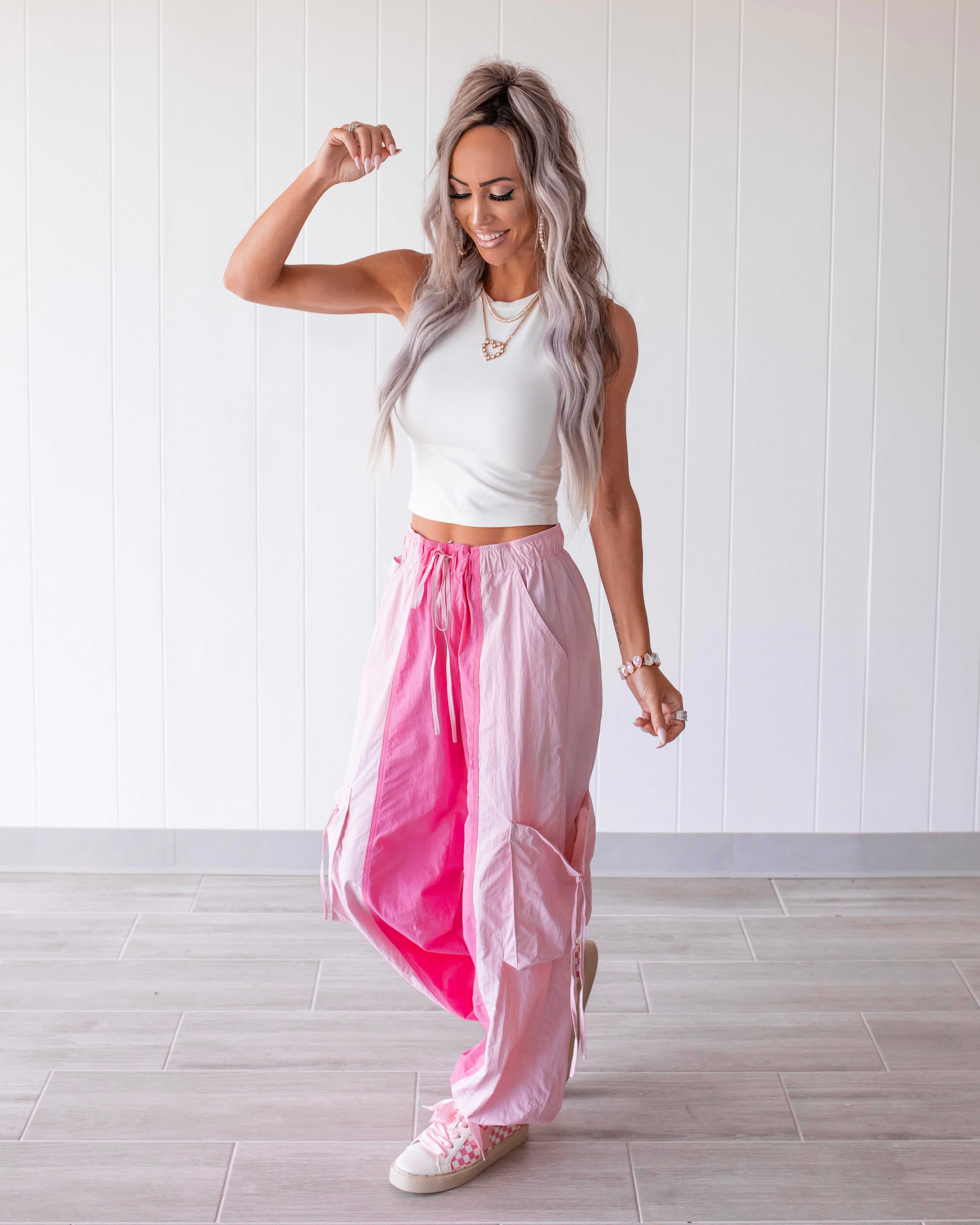 Split Style Windbreaker Pants - Bubble Pink