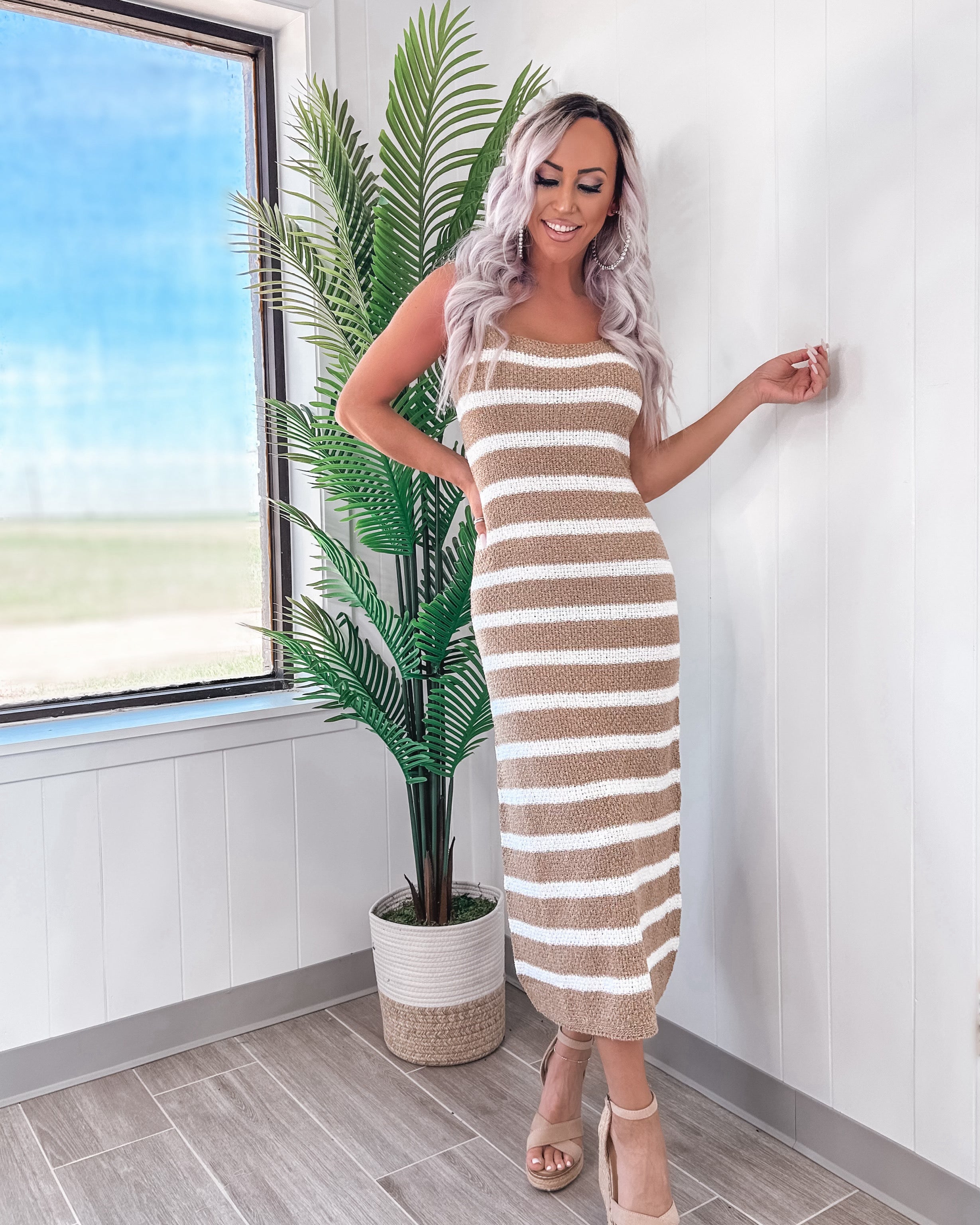Time Of My Life Striped Knit Dress - Beige
