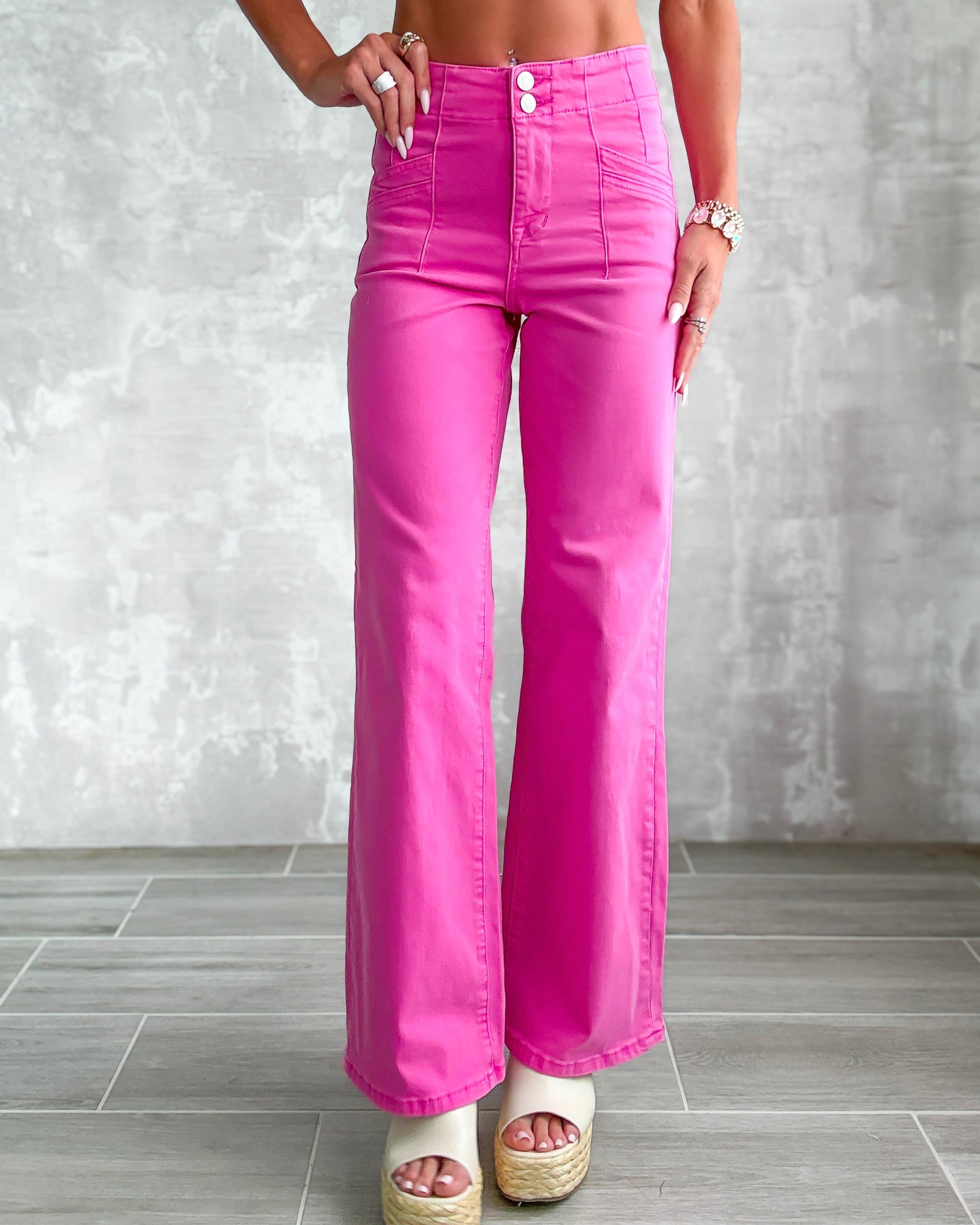 Bailey High Rise Wide Leg Jeans - Rose