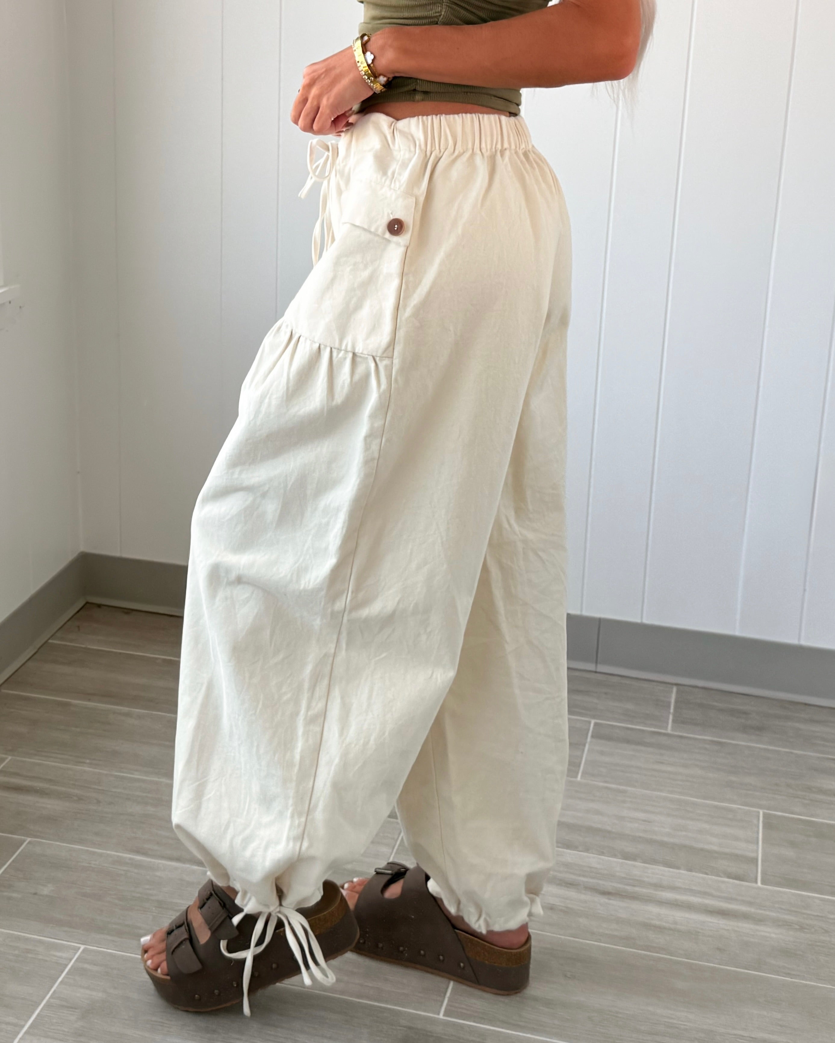 Sloane Tie Detail Pant - Ivory