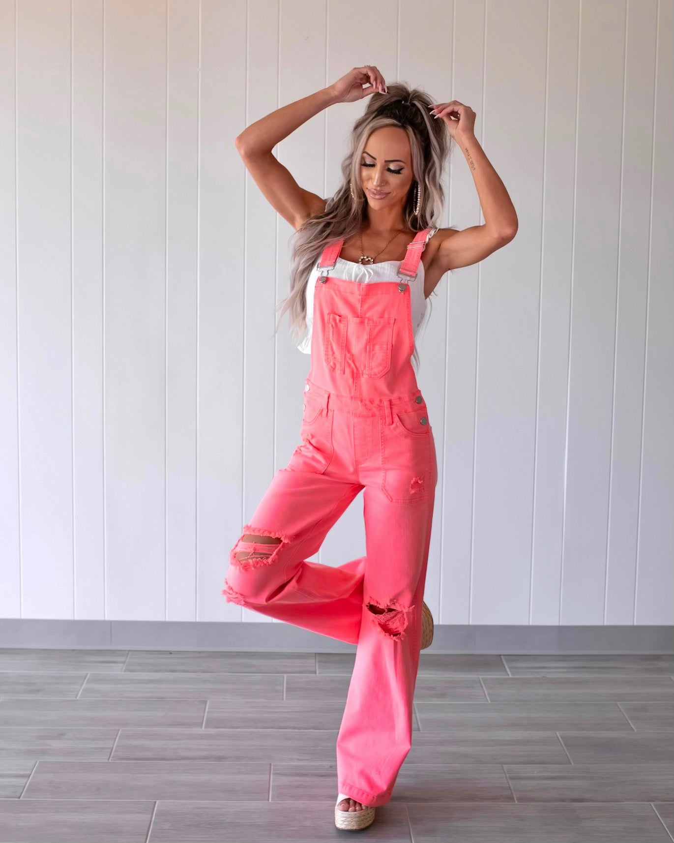 Acid Dream Wide Leg Overalls - Coral