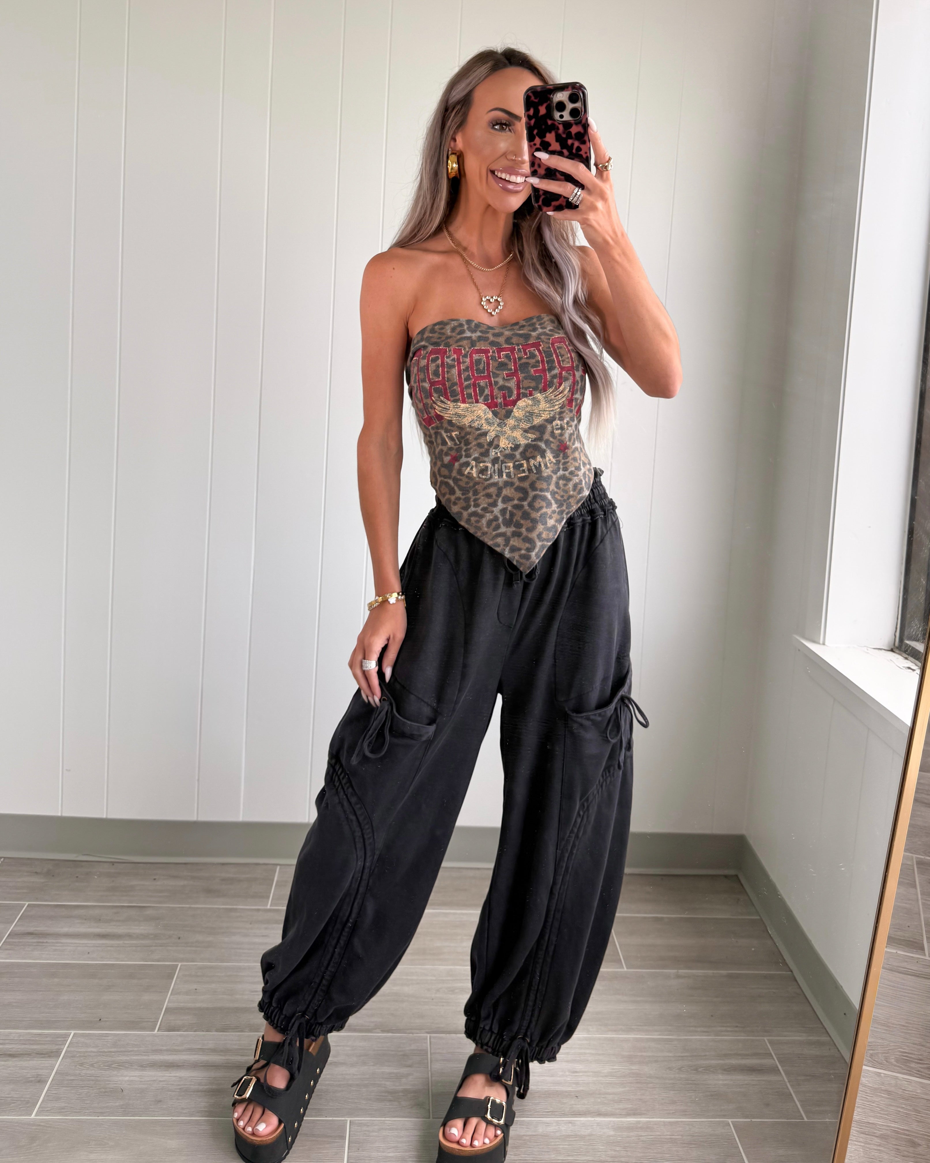 Rosie Balloon Tie Pants - Black