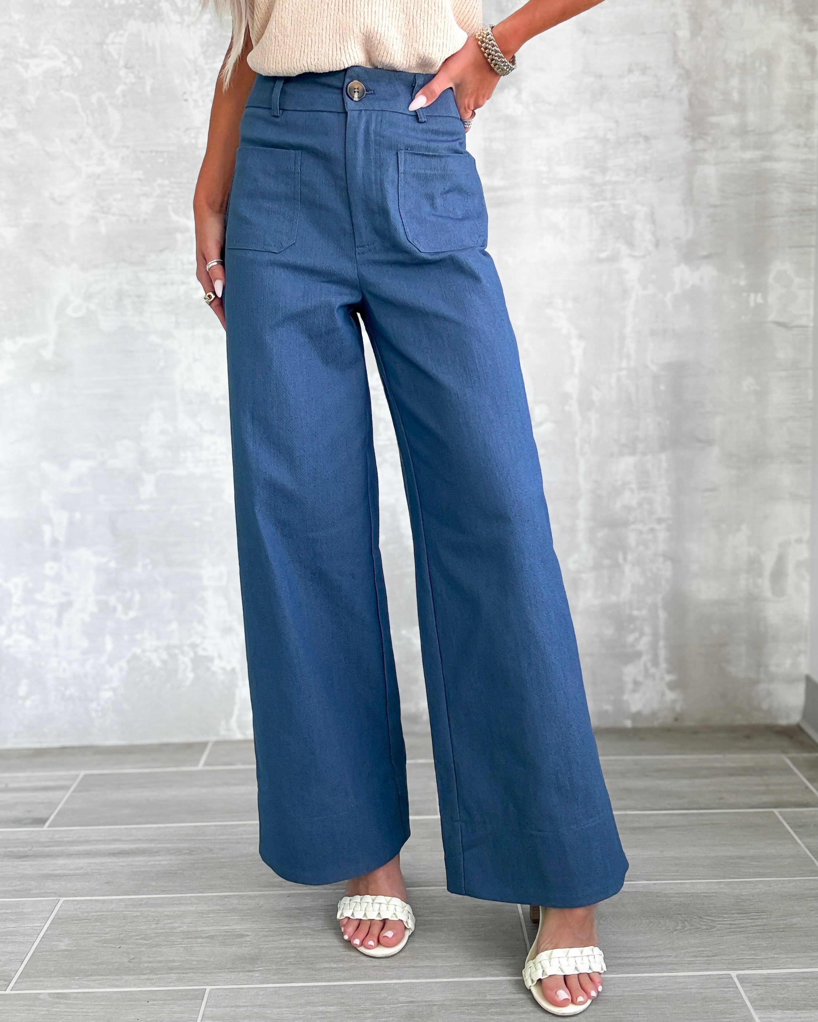 Harper Wide Leg Pants - Indigo