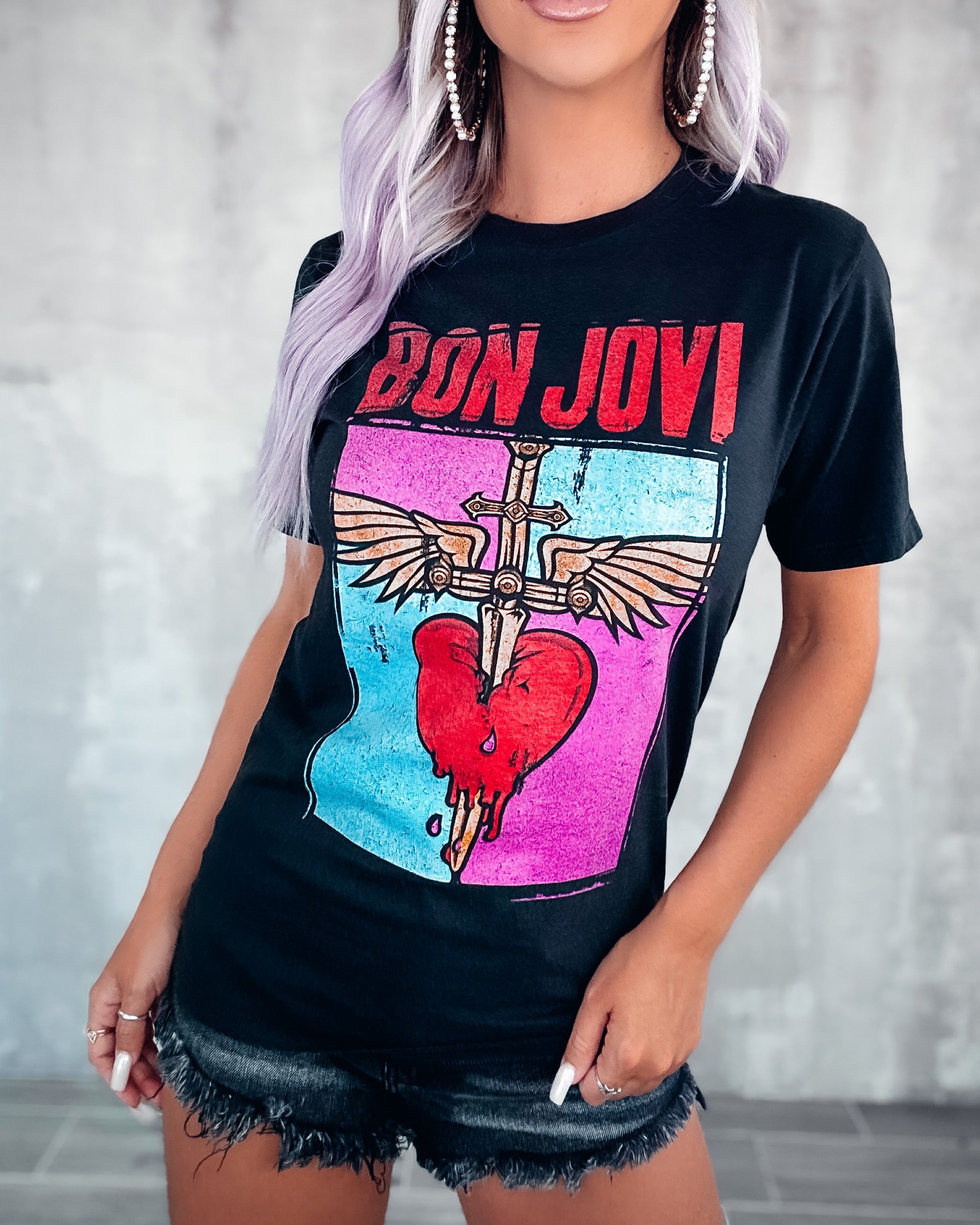 Bon Jovi Heart & Dagger Tee - Black