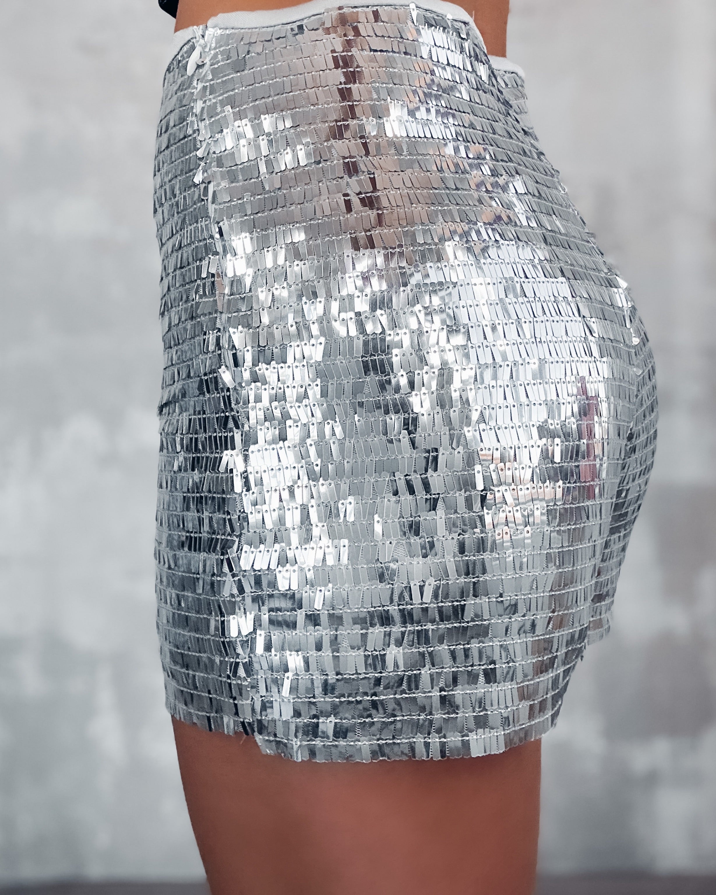 Sparkling Sensation Disco Shorts - Silver