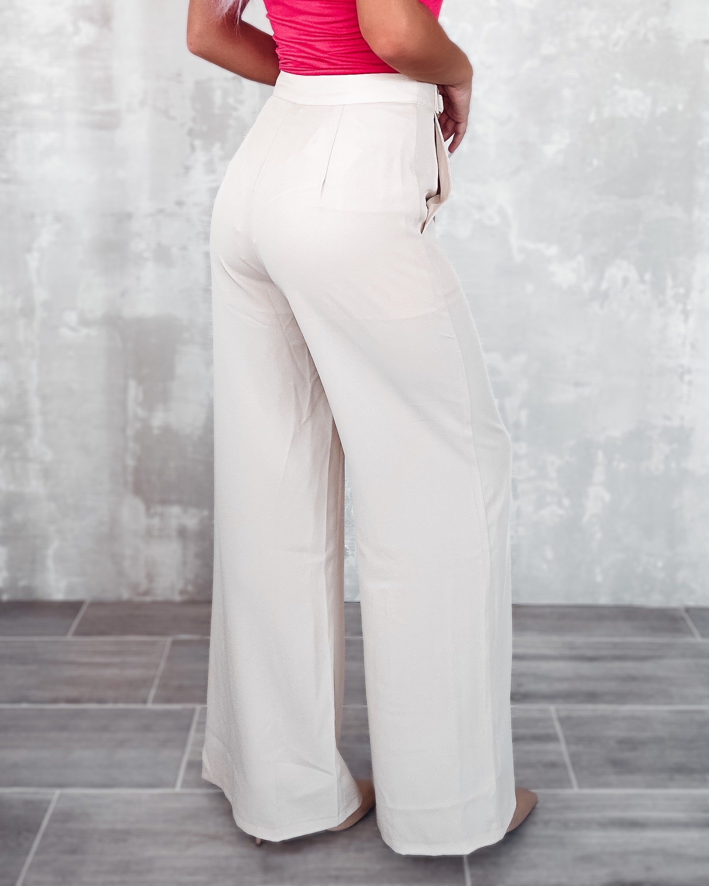 Belted Boss Babe Pants - Beige