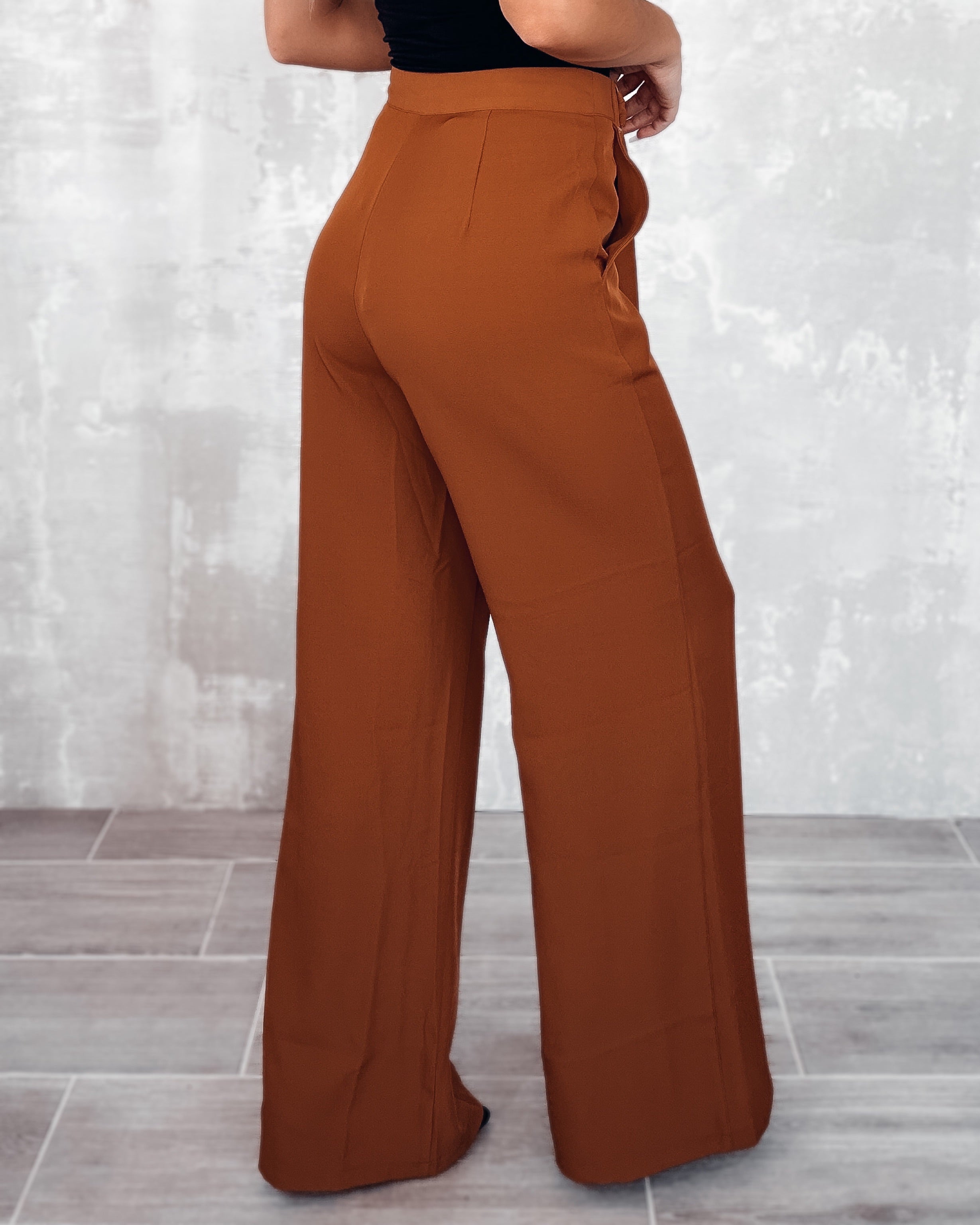 Belted Boss Babe Pants - Copper Brown