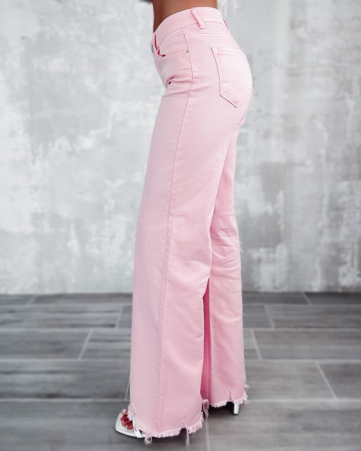 Jenna Wide Leg Jeans - Light Pink