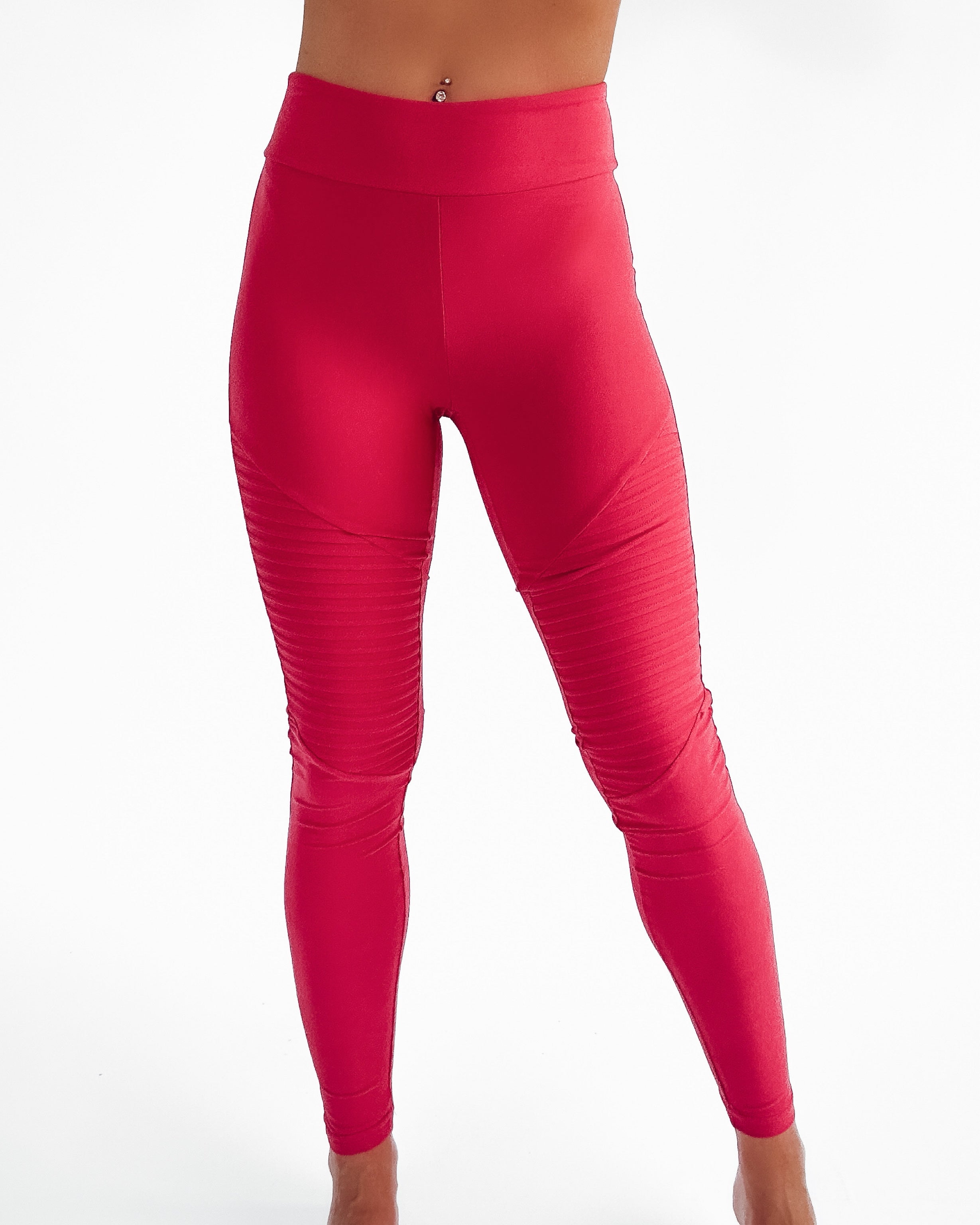 Buttery Moto Leggings - Coral
