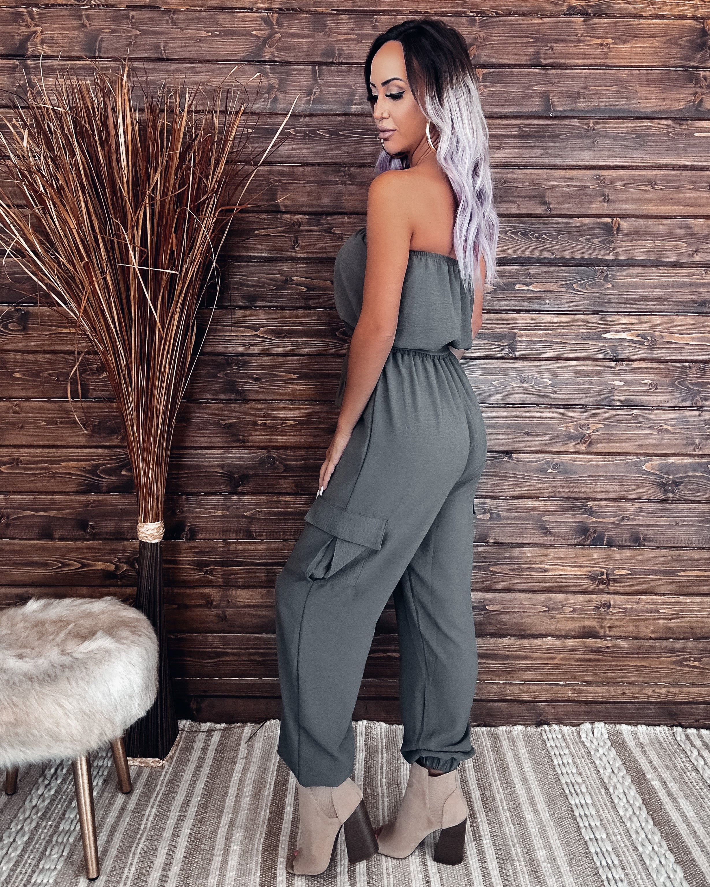 Utility Babe Cargo Jumpsuit - Charcoal
