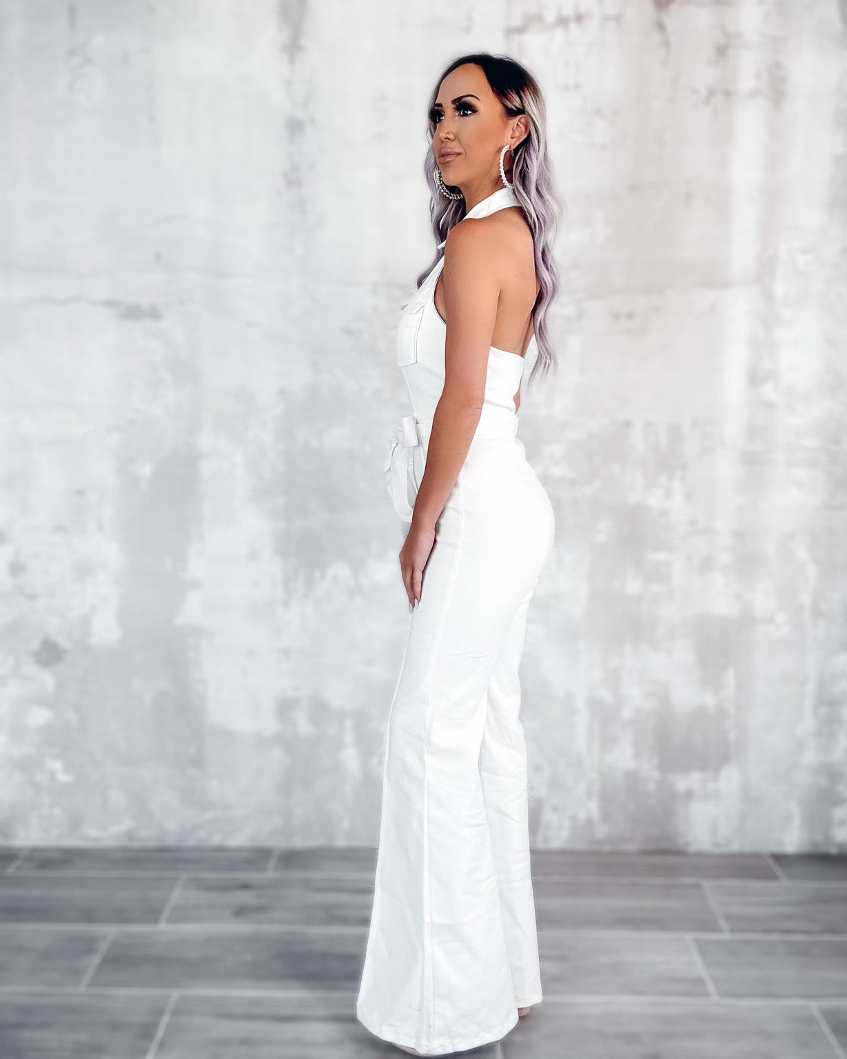 Sleek and Structured Twill Jumpsuit - White