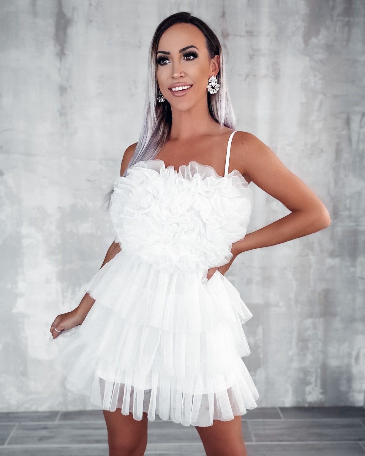 Dreamy Tulle Layered Mini Dress - White
