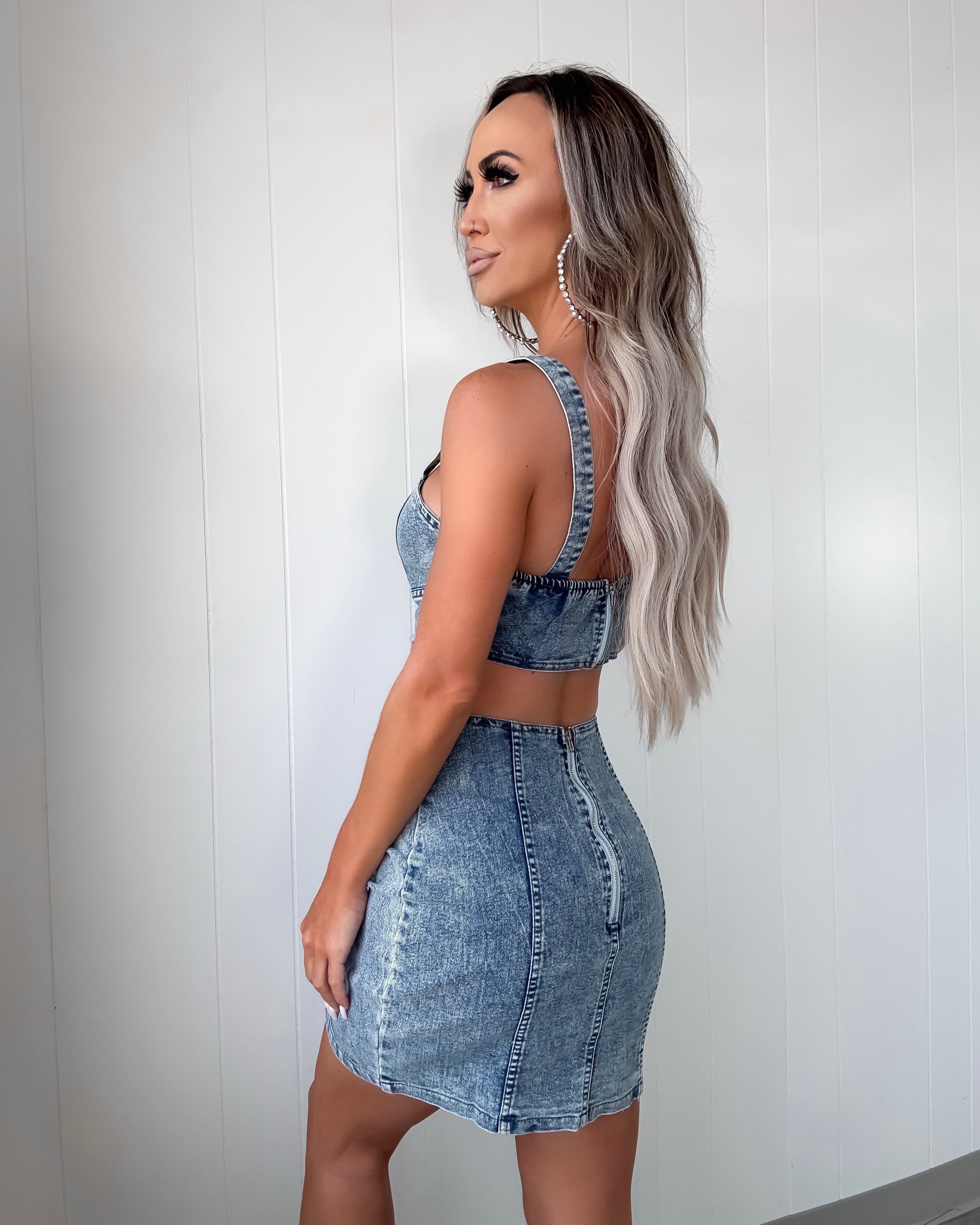 Last Call Open Back Denim Dress Large Last Call Open Back Denim Dress Large