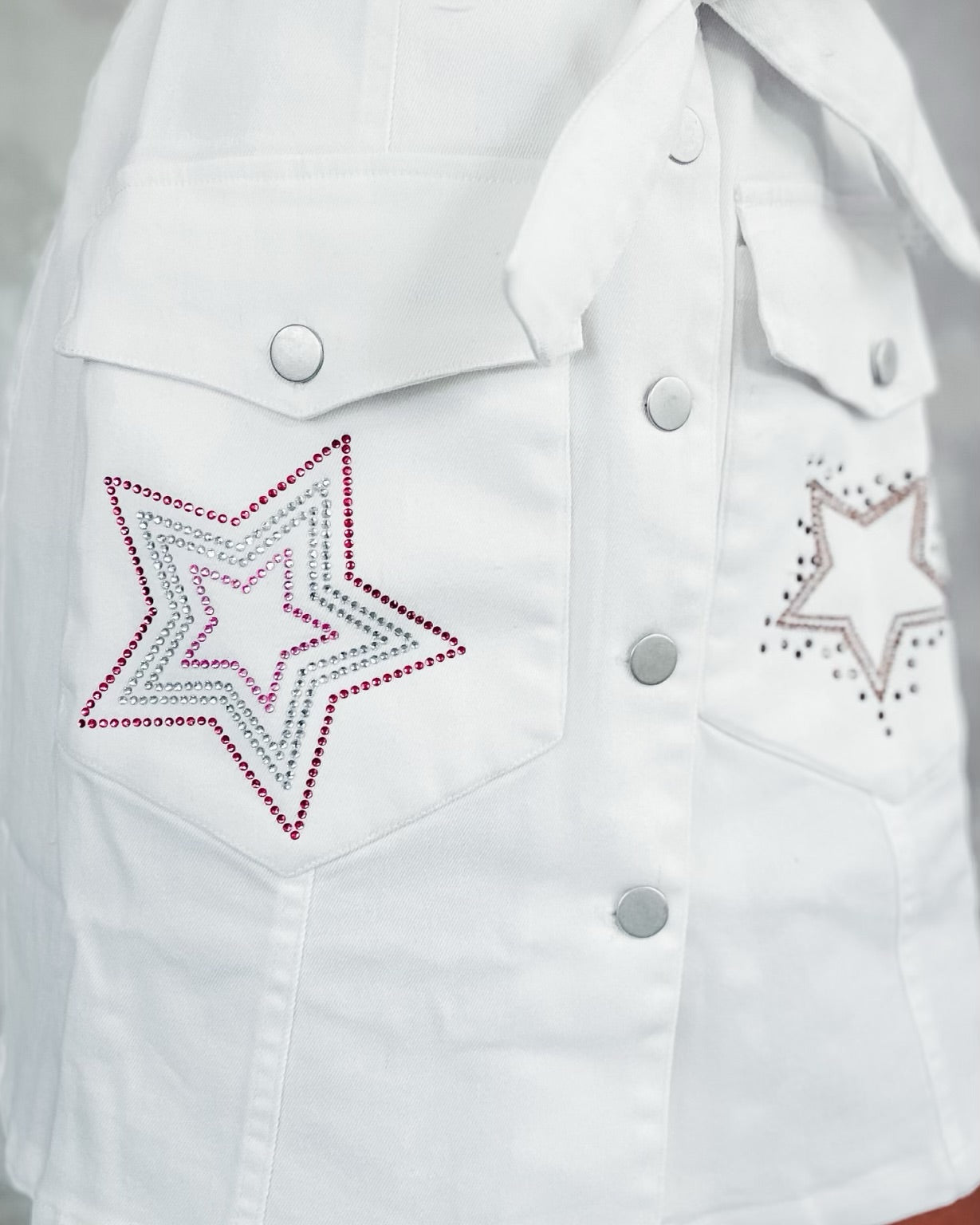 Shining Star Denim Mini Dress - White