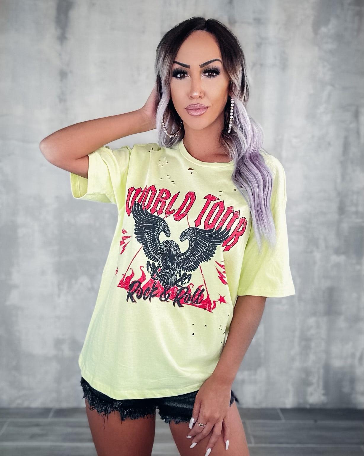 World Tour Rock'n'Roll Vintage Tee - Lime