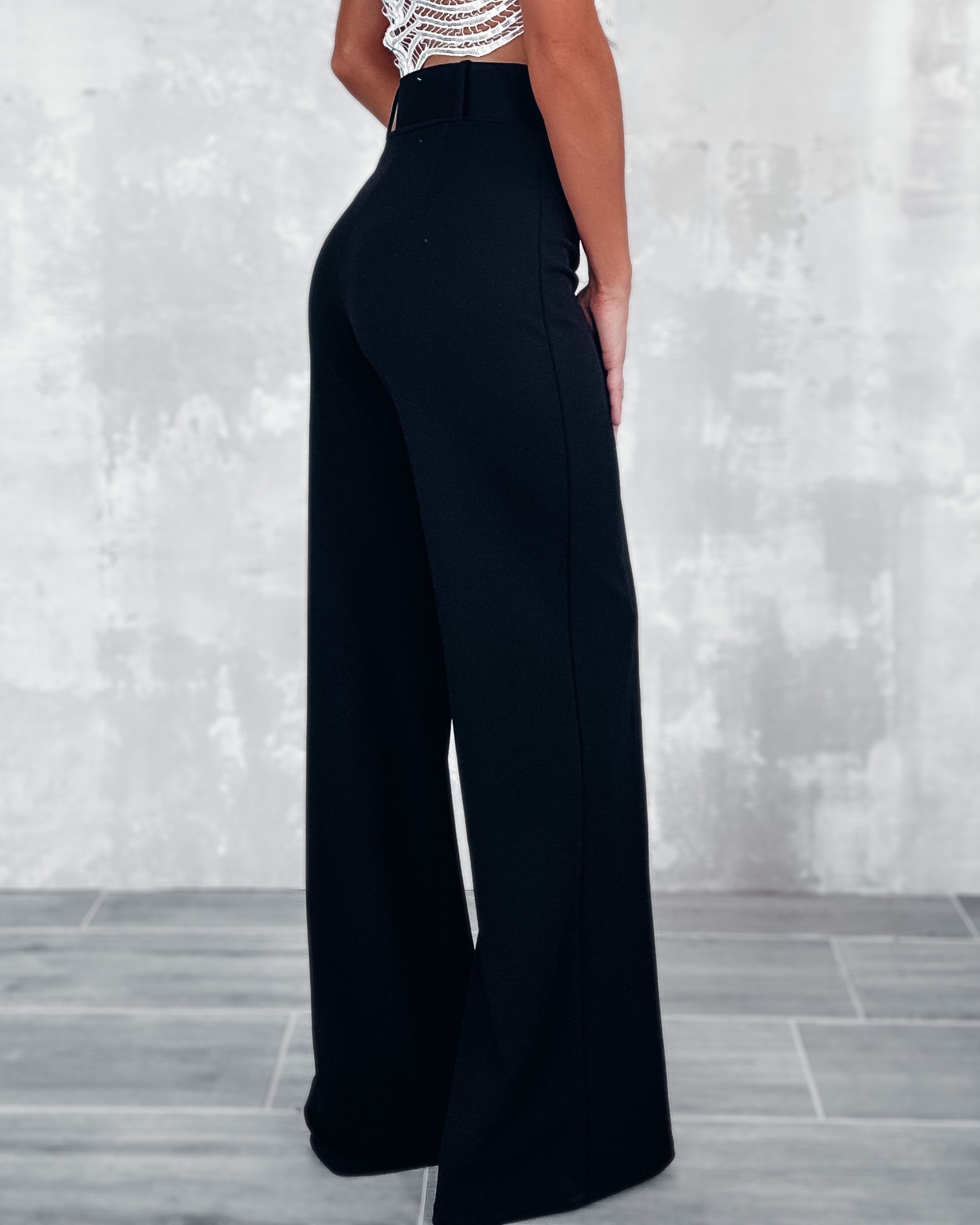 Tailored Perfection Belted Pants - Black
