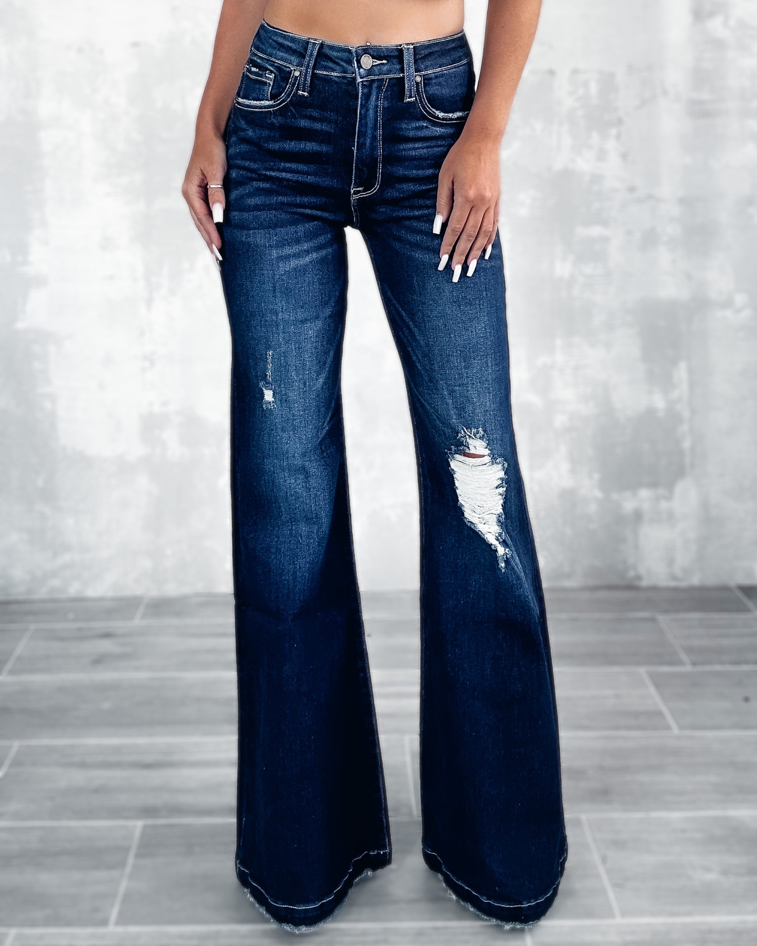 Paisley High Rise Flare Jeans - Dark