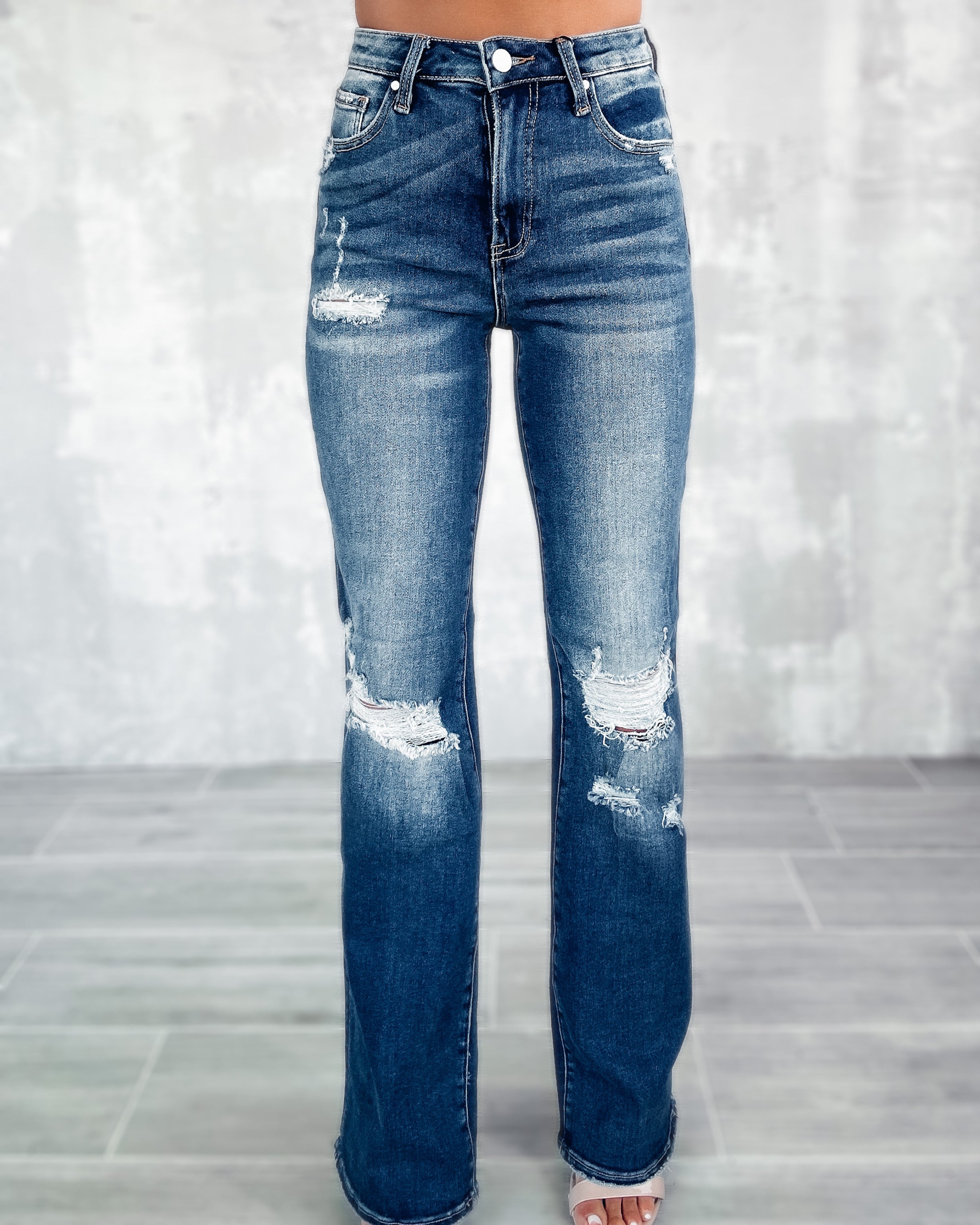 Rae Distressed Straight Jeans