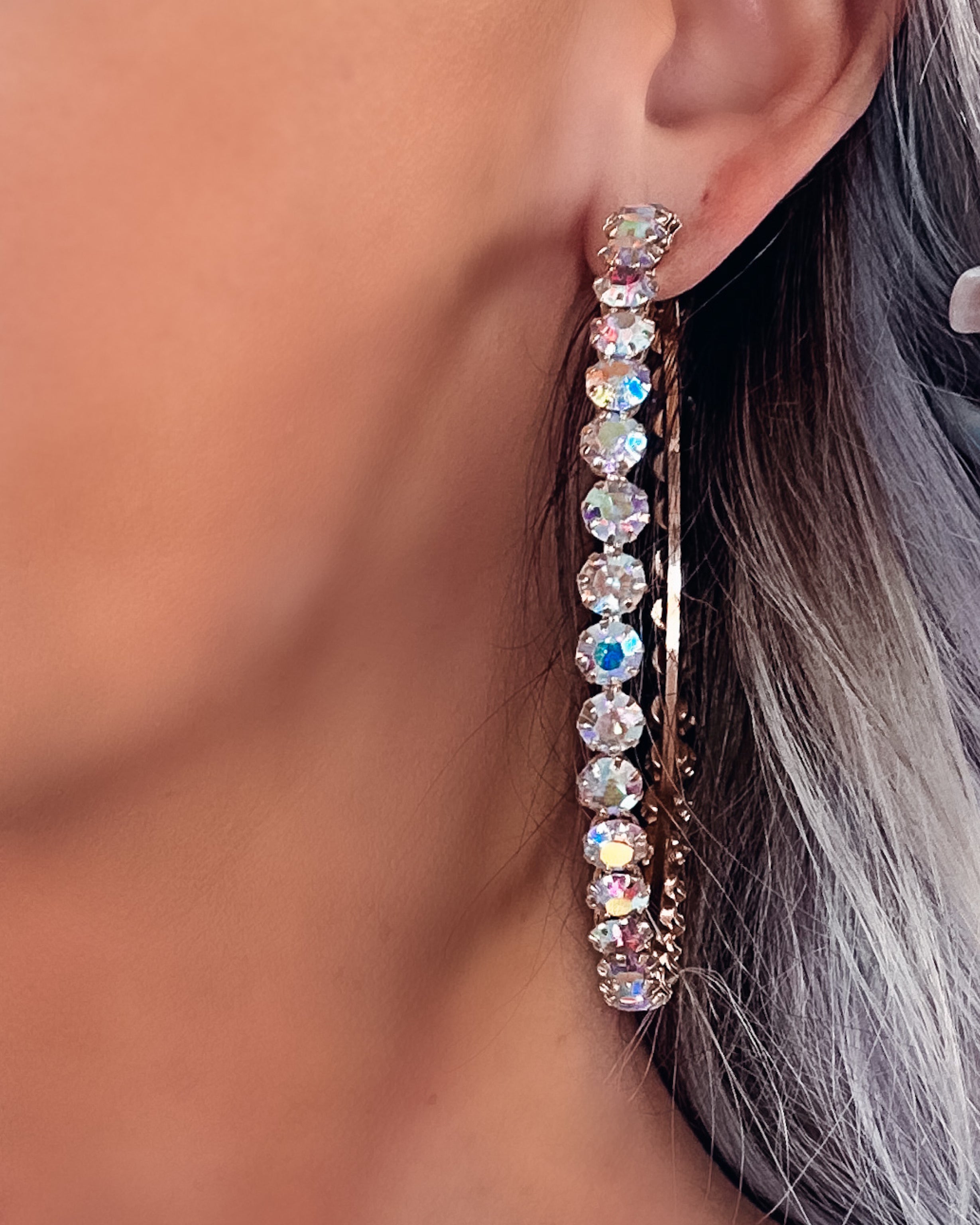 Large Vera Diamond Hoop Earrings - Gold/AB