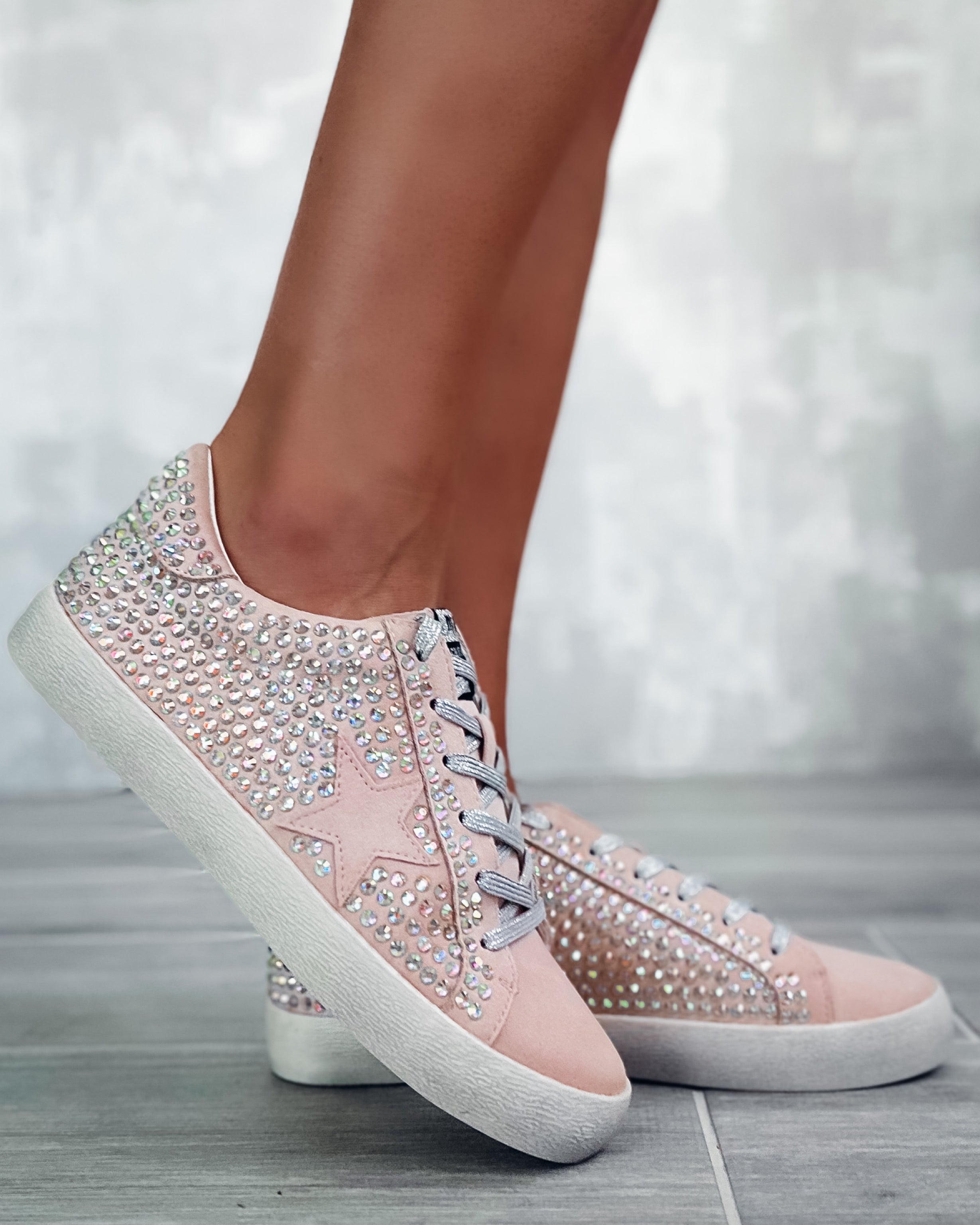 Pink rhinestone sneakers online
