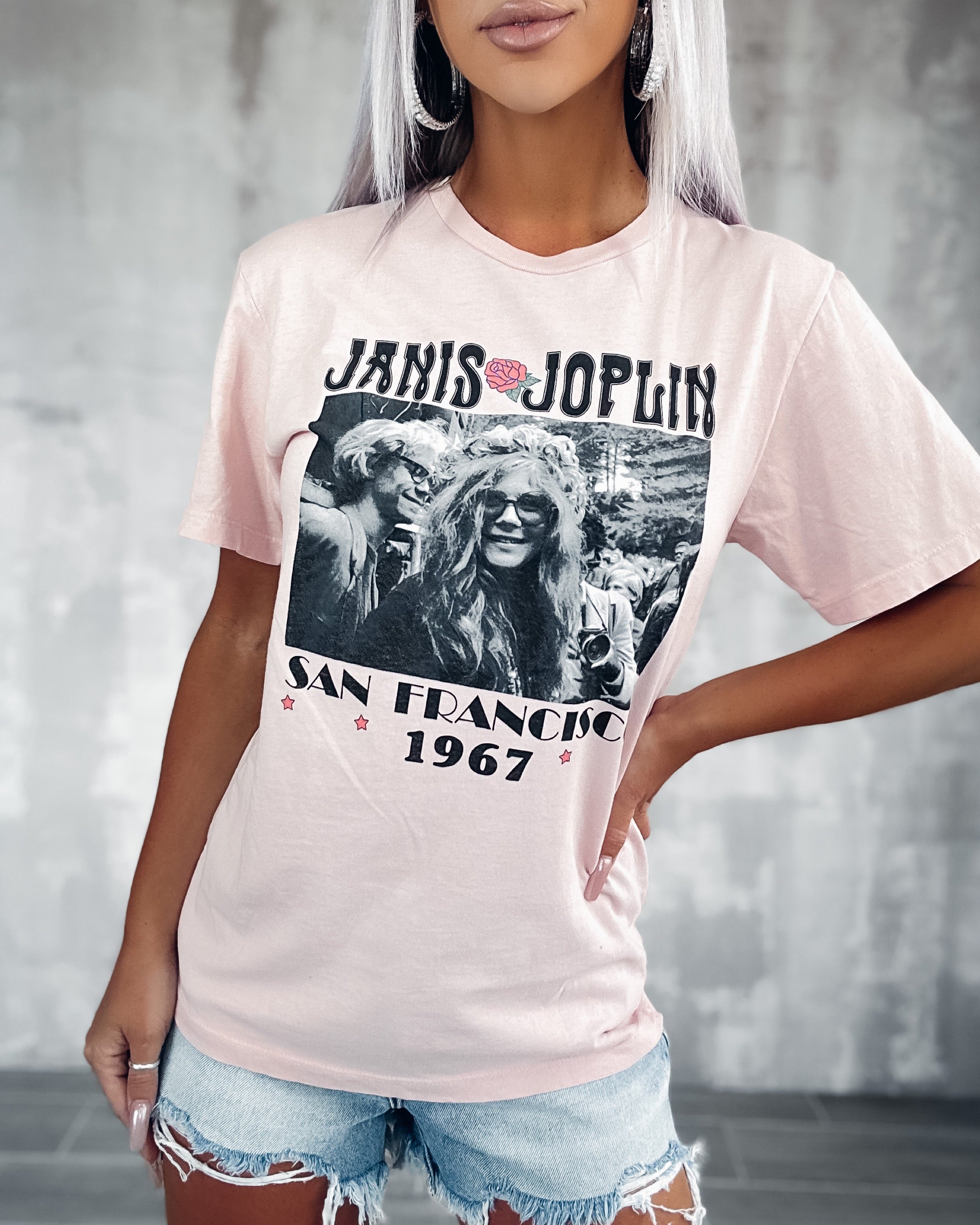 Janis Joplin 1967 Tee - Pink